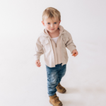 HAHA MAMA Ecru Hooded Kids Zip Up
