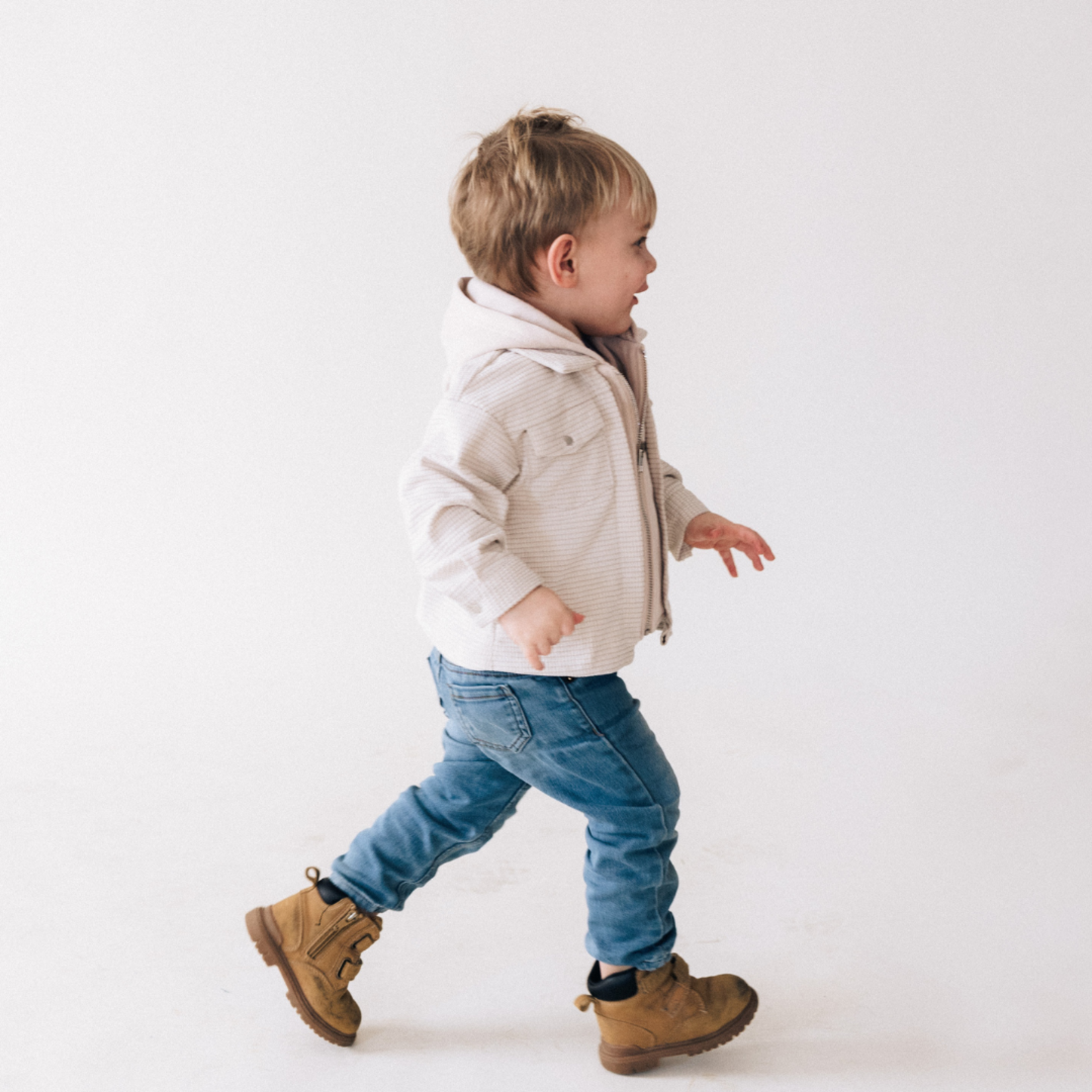 HAHA MAMA Ecru Hooded Kids Zip Up