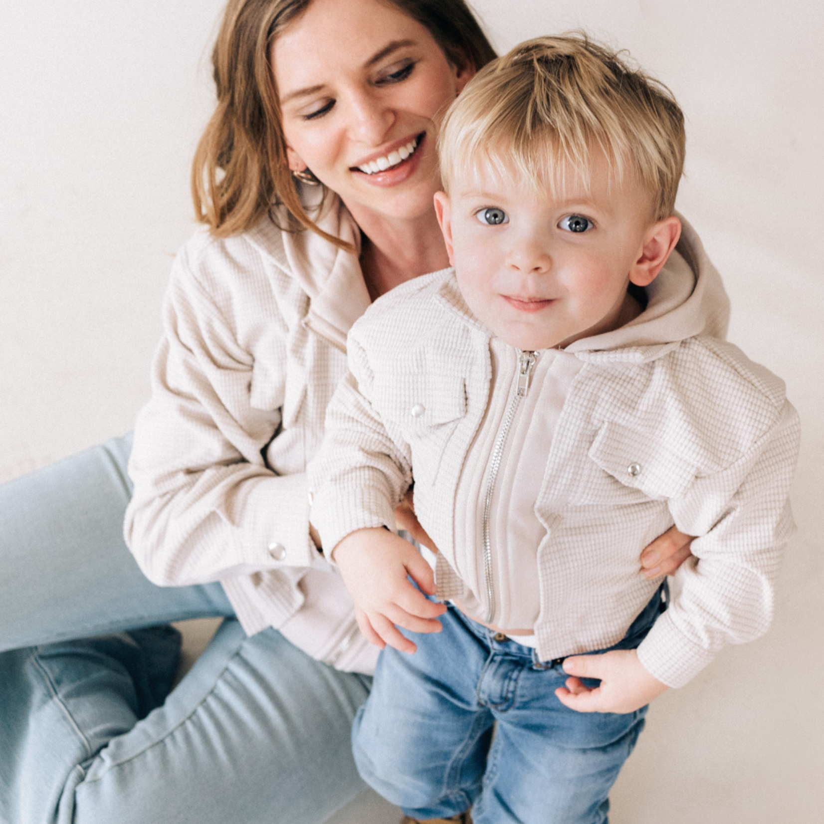 HAHA MAMA Ecru Hooded Kids Zip Up