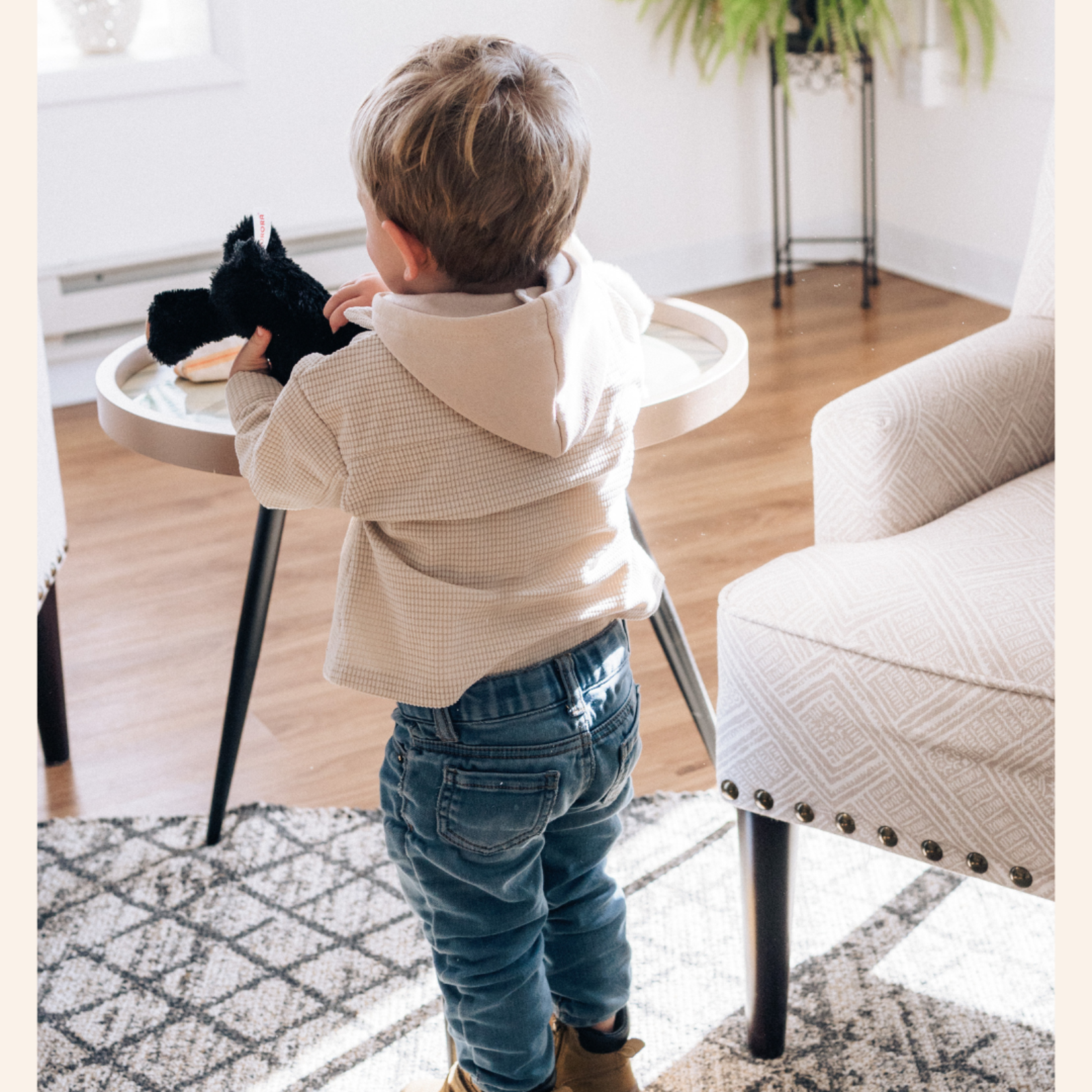 HAHA MAMA Ecru Hooded Kids Zip Up