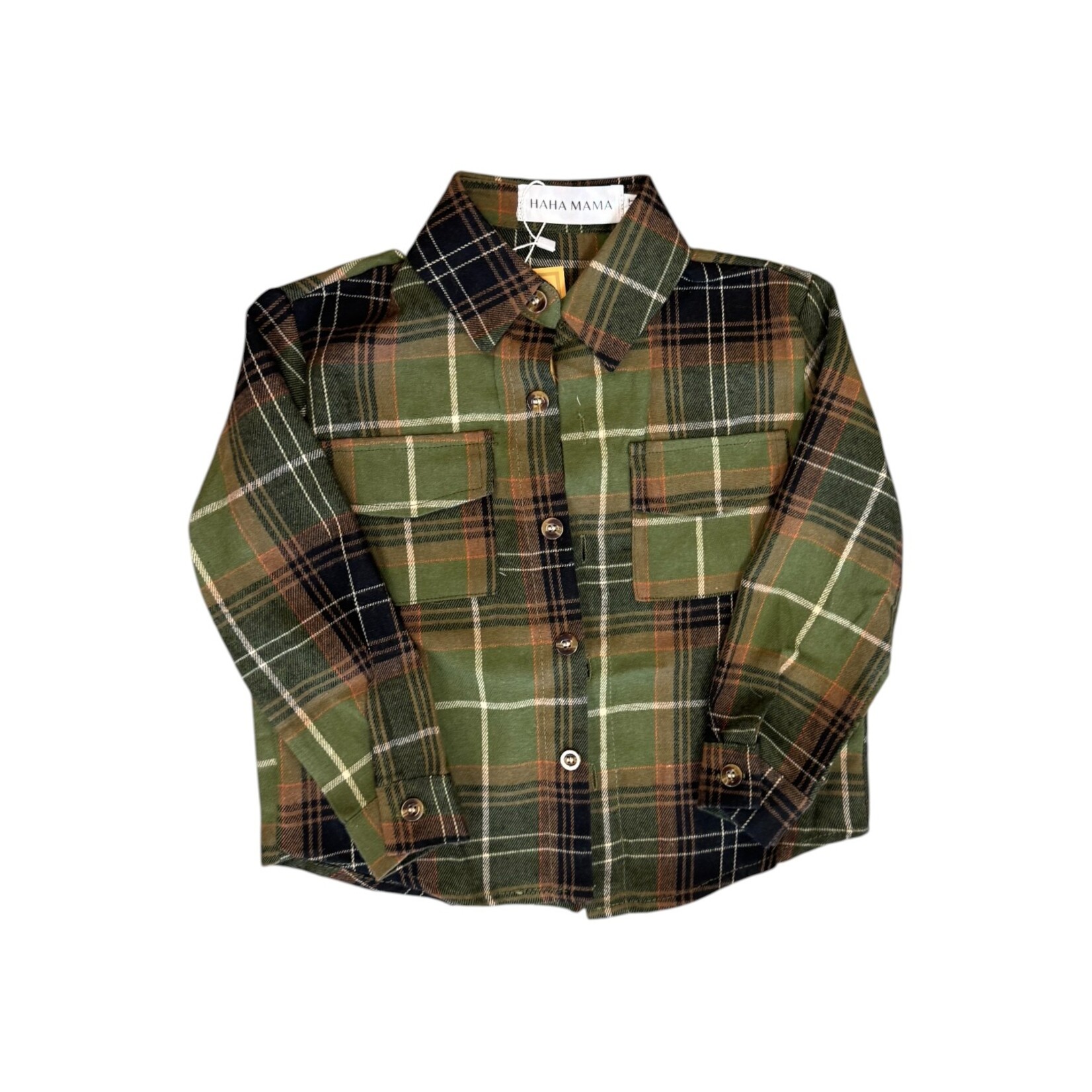 HAHA MAMA Green Plaid Flannel & Raglan