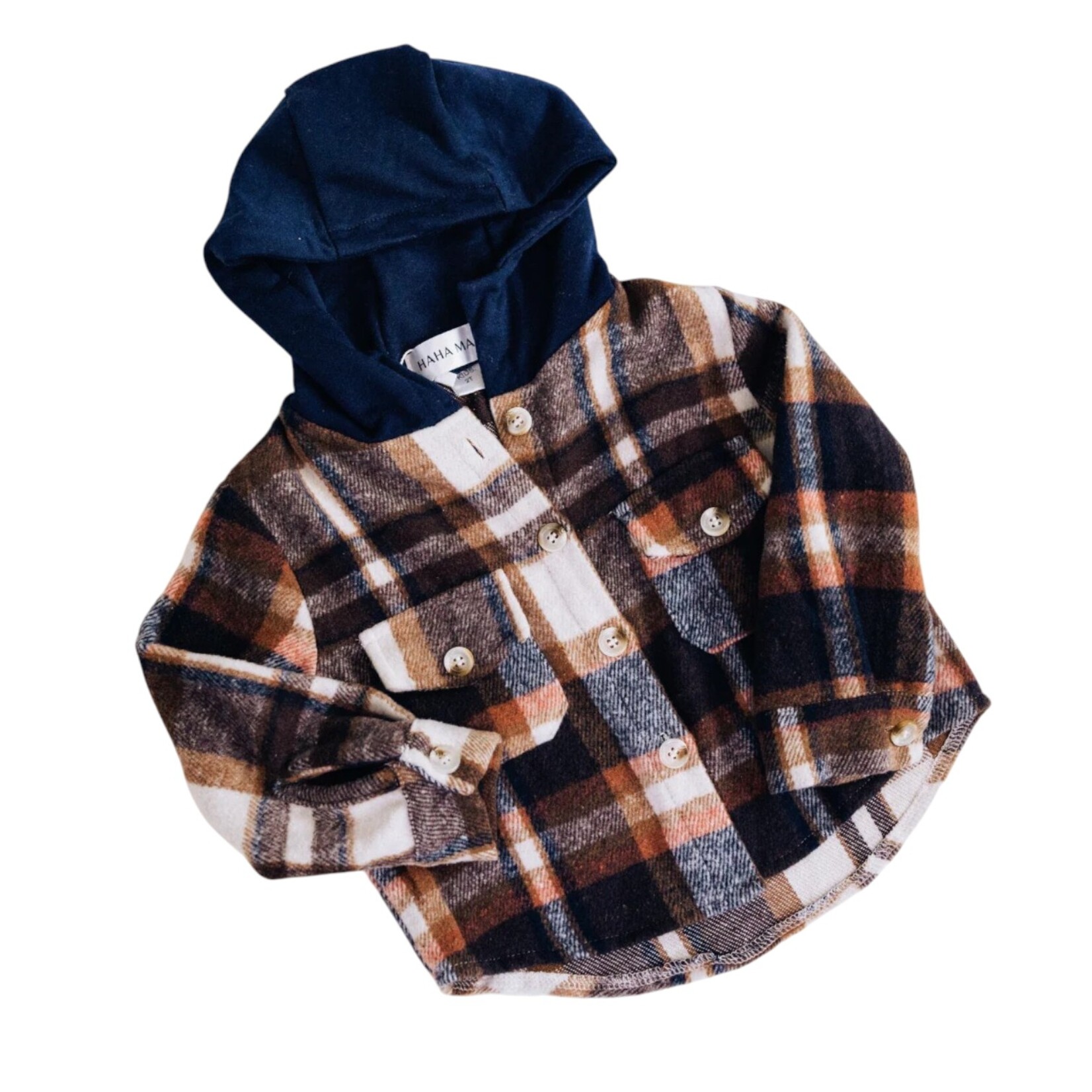 HAHA MAMA Navy/Copper Flannel & Raglan