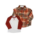 HAHA MAMA Rust Plaid Flannel & Raglan