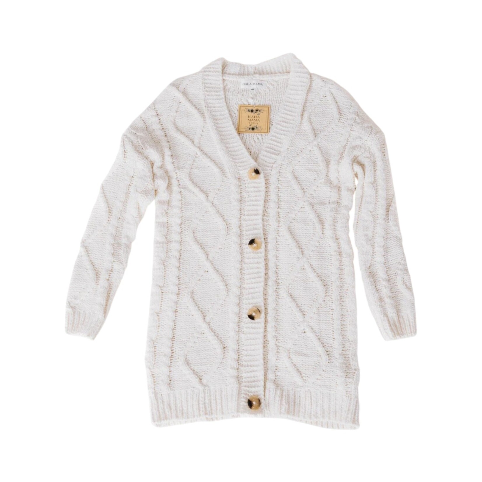 HAHA MAMA Ivory Cable Knit Mommy Cardigan