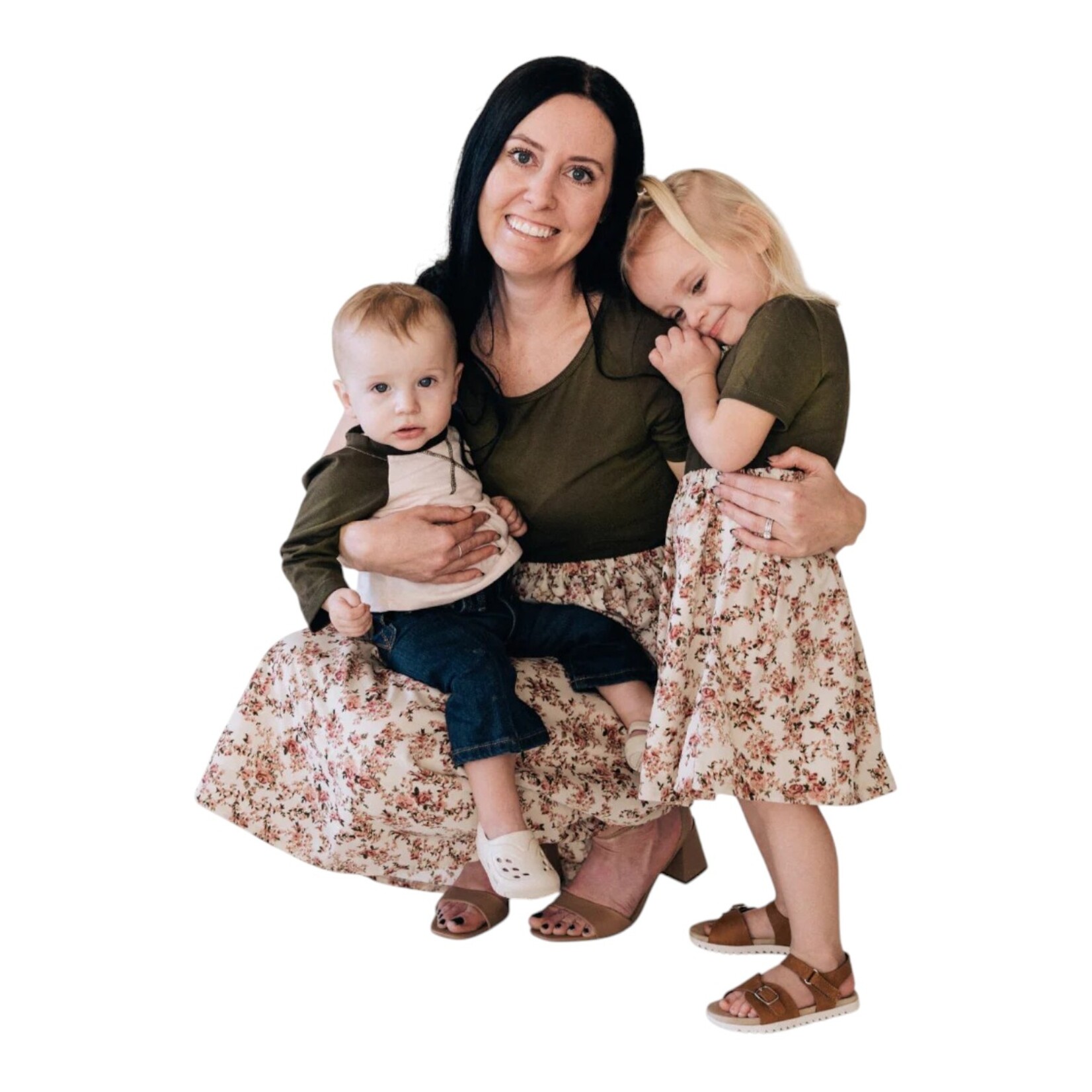 HAHA MAMA Green Floral Mommy Dress