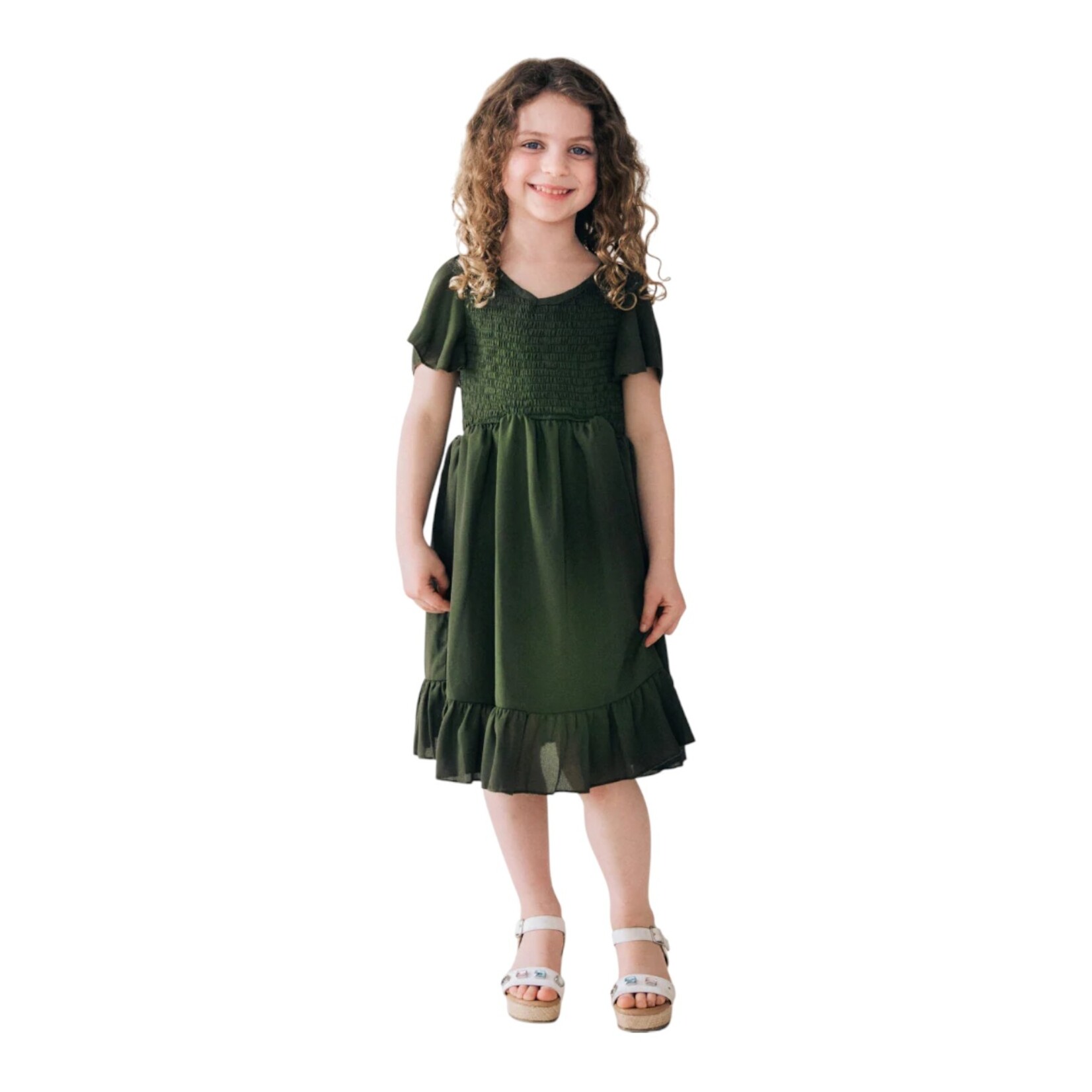 HAHA MAMA Green Chiffon Girls Dress