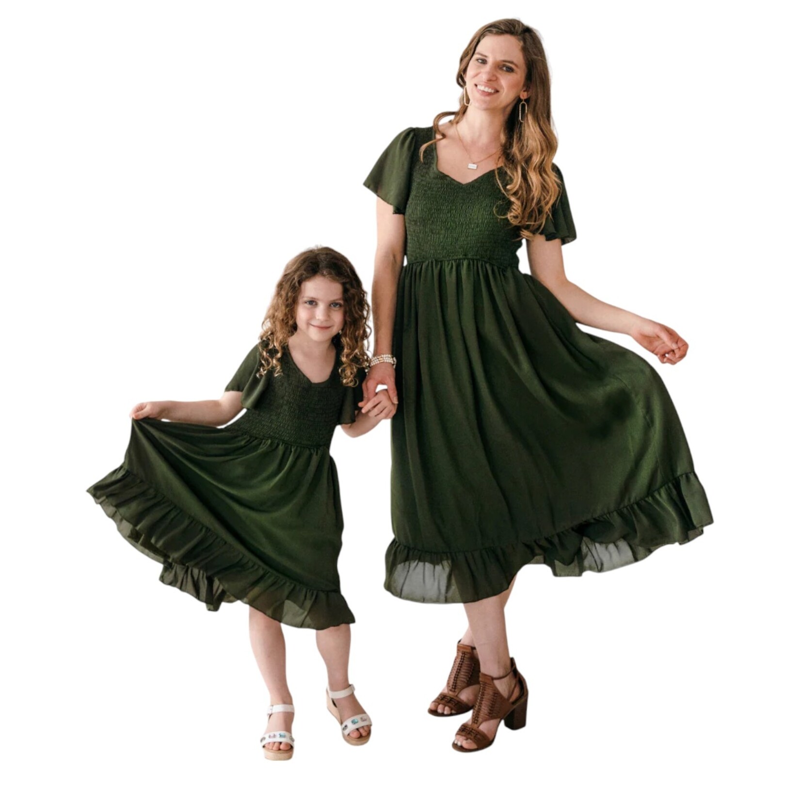 HAHA MAMA Green Chiffon Girls Dress