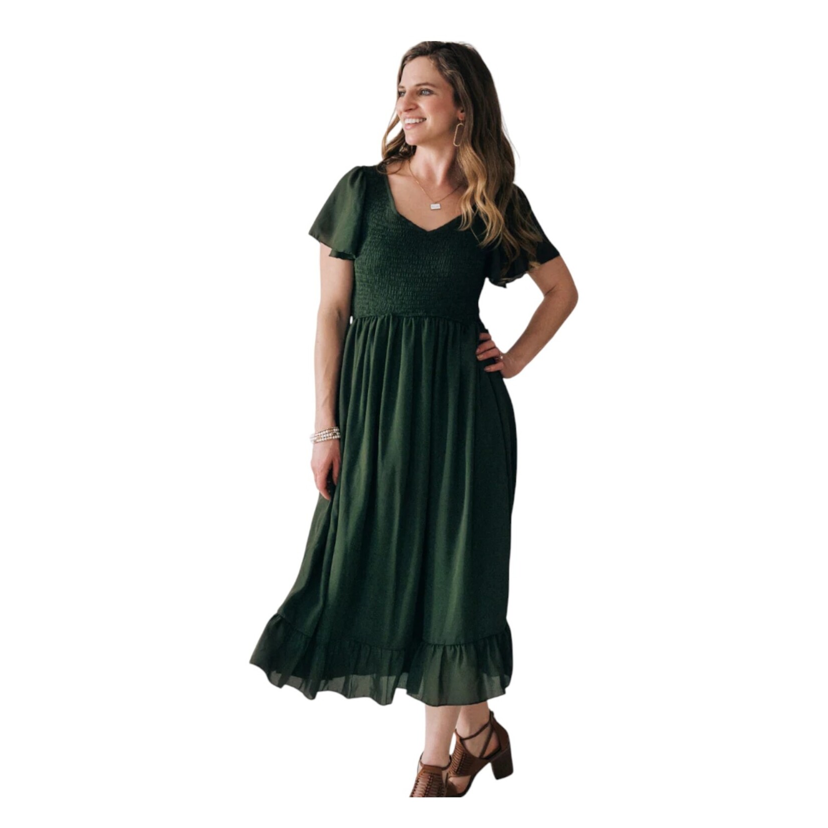 HAHA MAMA Green Chiffon Mommy Dress