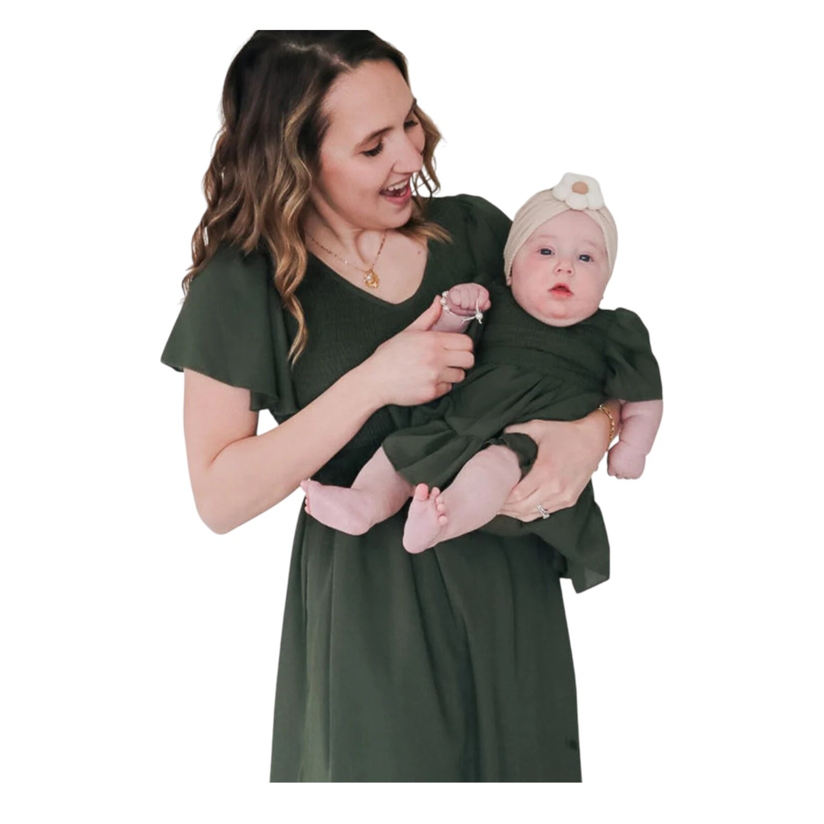 HAHA MAMA Green Chiffon Onesie Dress