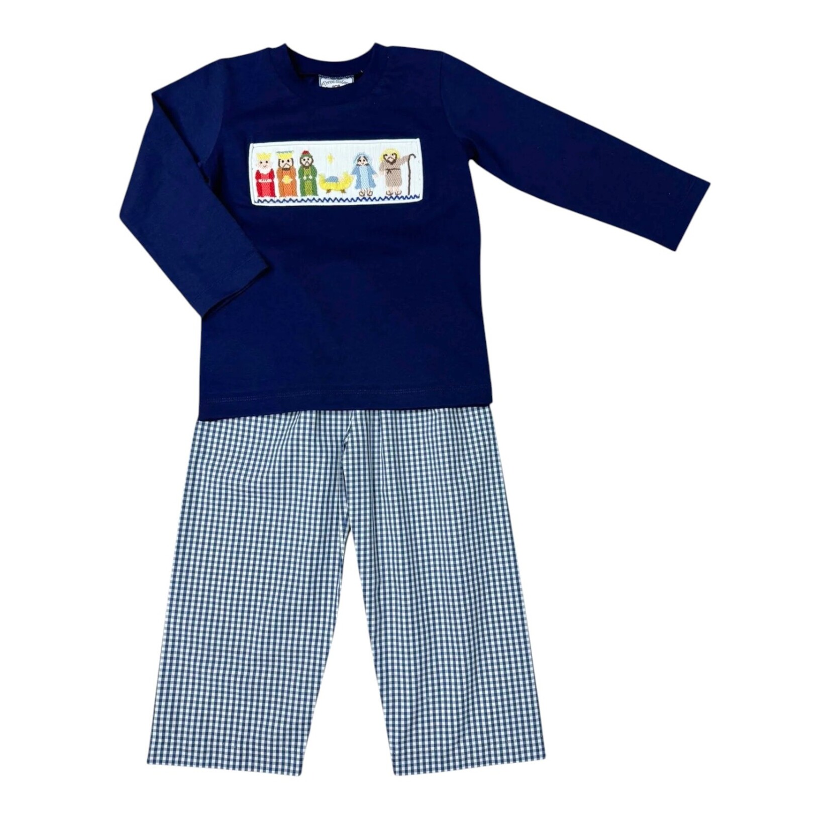 Three Sisters Nativity Smocked Pant Set