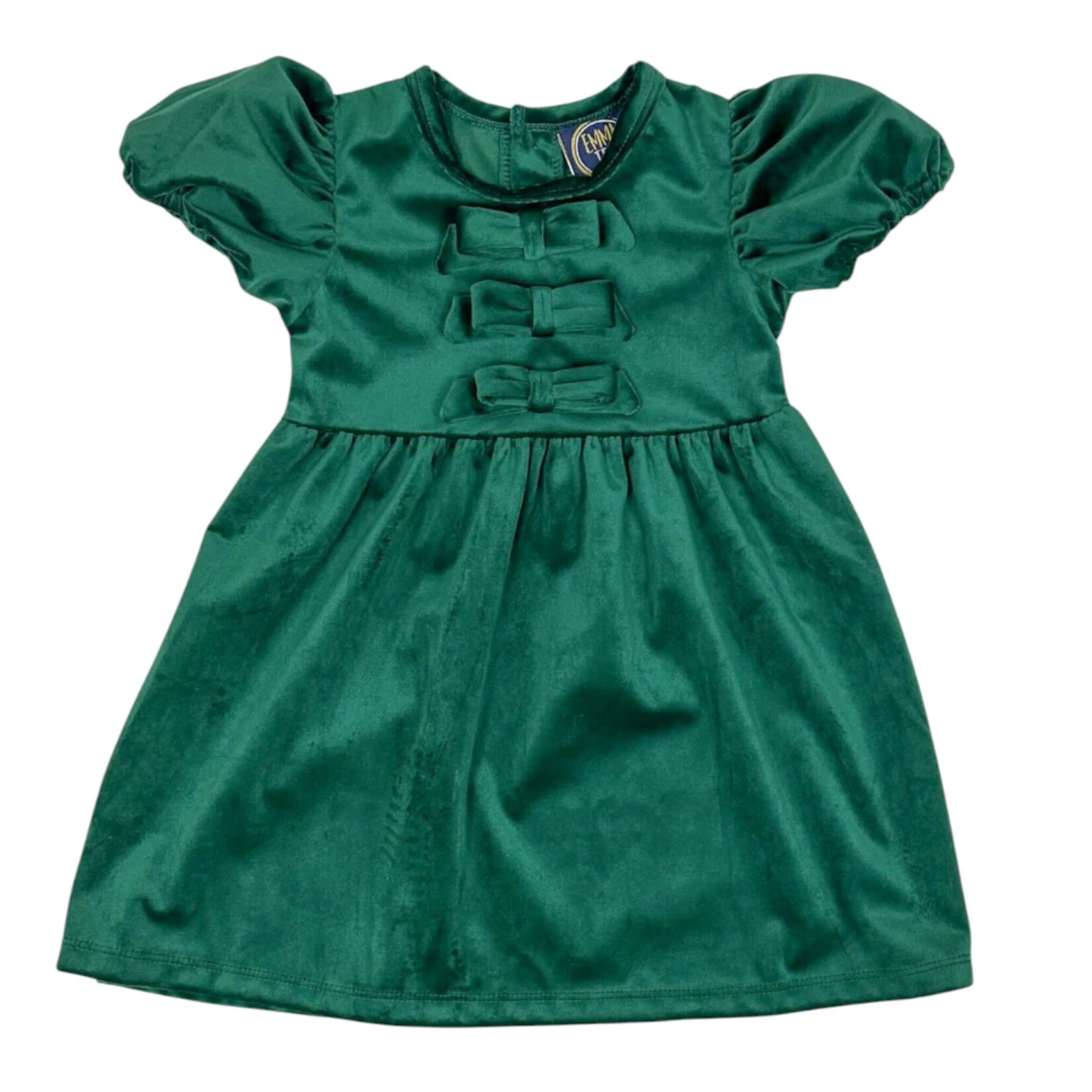 Emma Jean Chelsea Green Velvet Bow Dress