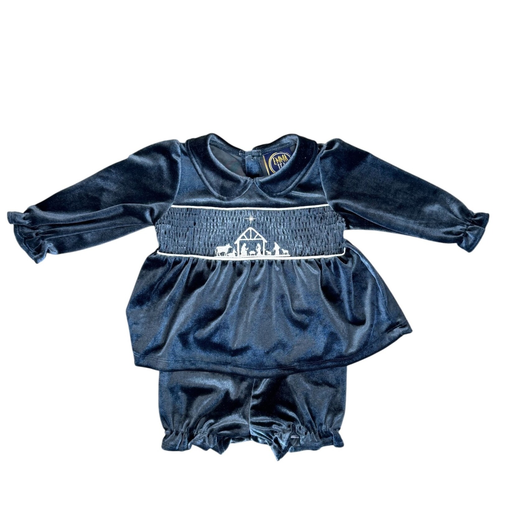 Emma Jean Nativity Velvet Bloomer Set
