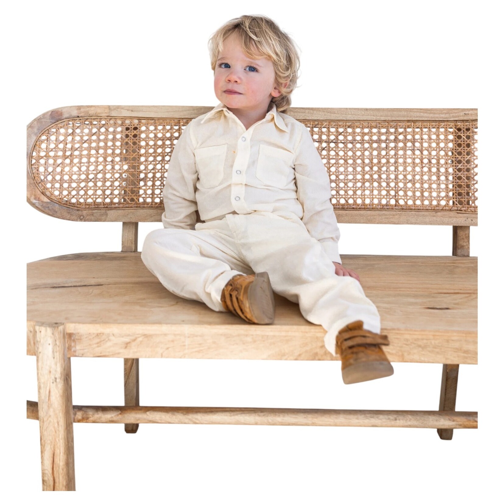 Yo Baby Corduroy Button Down Shirt - Ivory