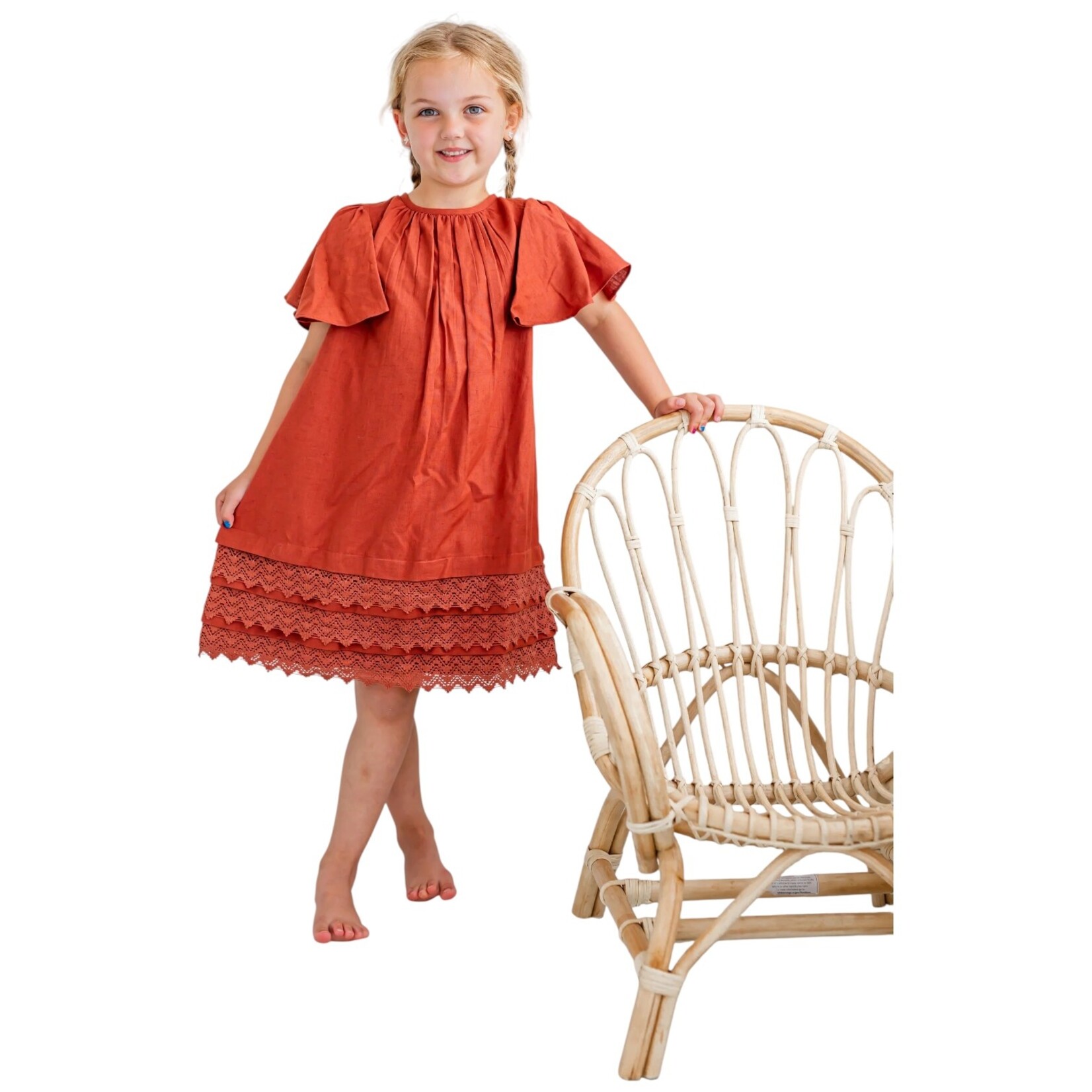 Yo Baby Rust Crochet Hem Dress