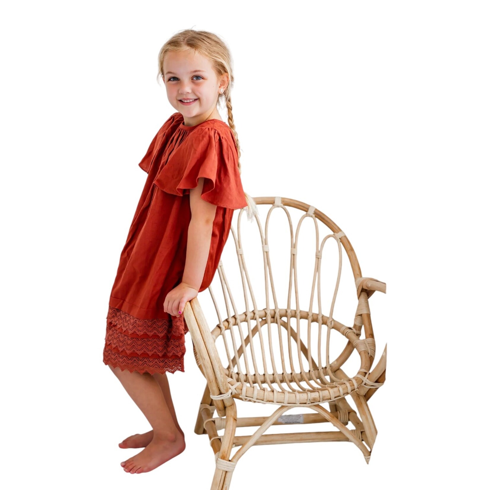 Yo Baby Rust Crochet Hem Dress