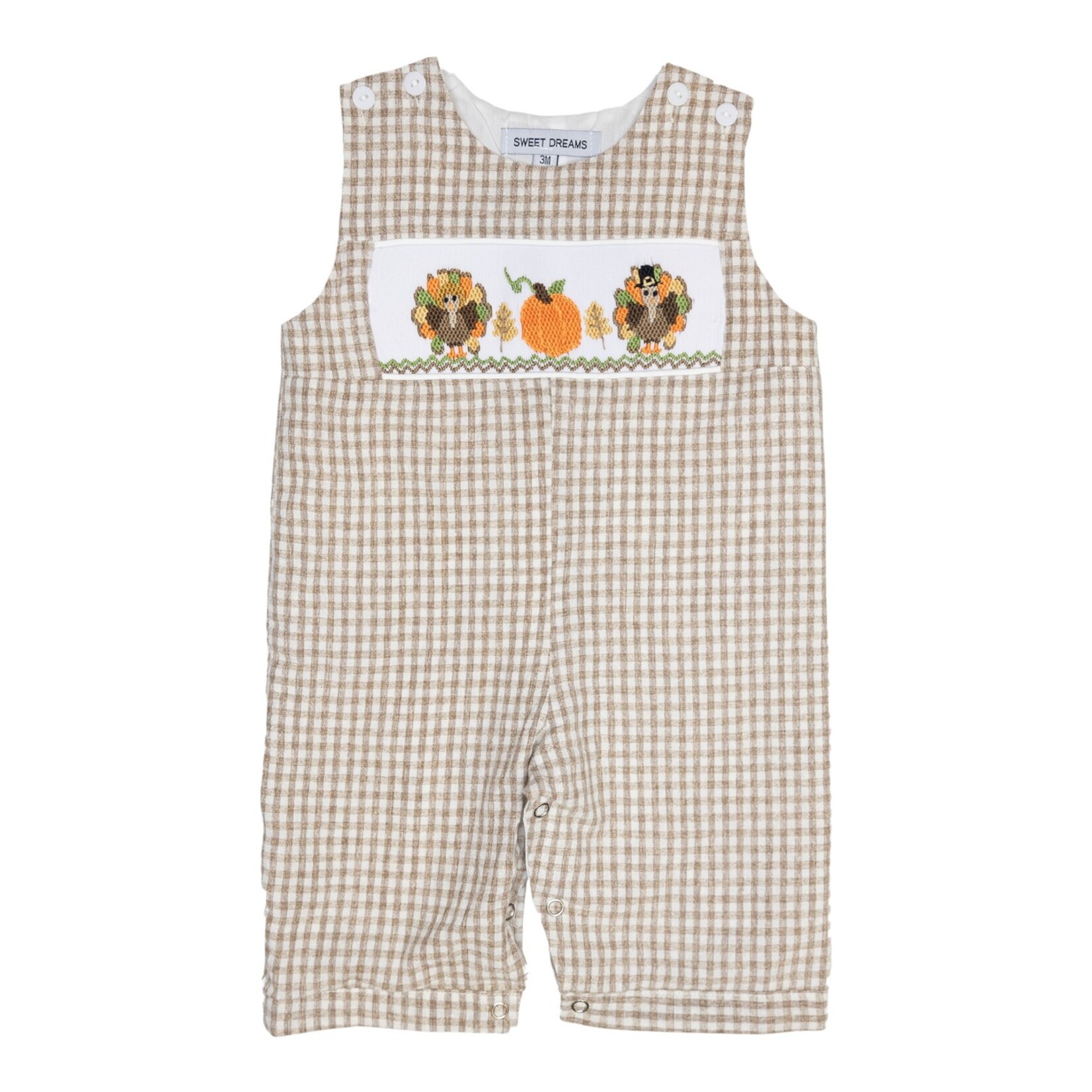 Sweet Dreams Gingham Turkey Smocked Longall