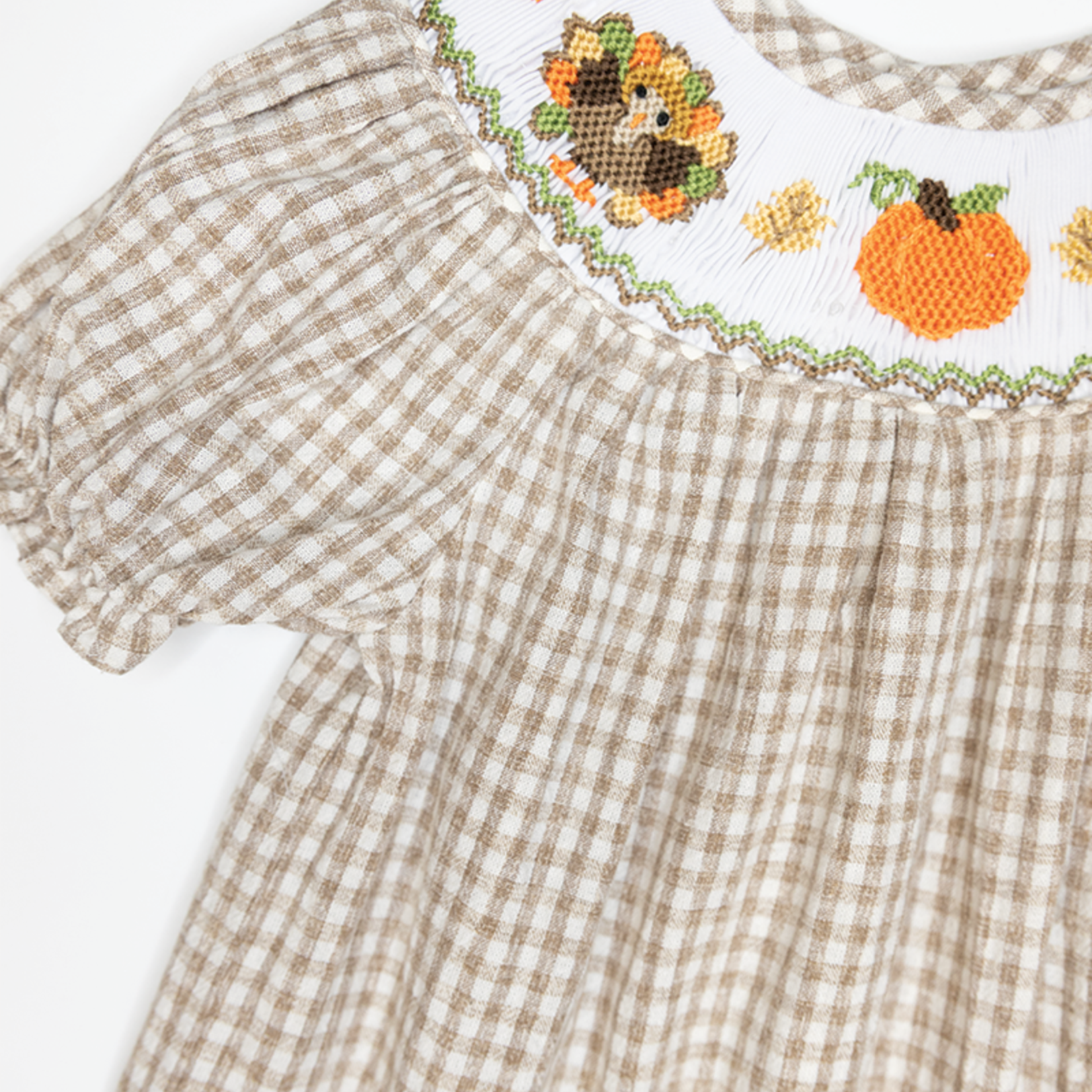 Sweet Dreams Gingham Turkey Smocked Dress