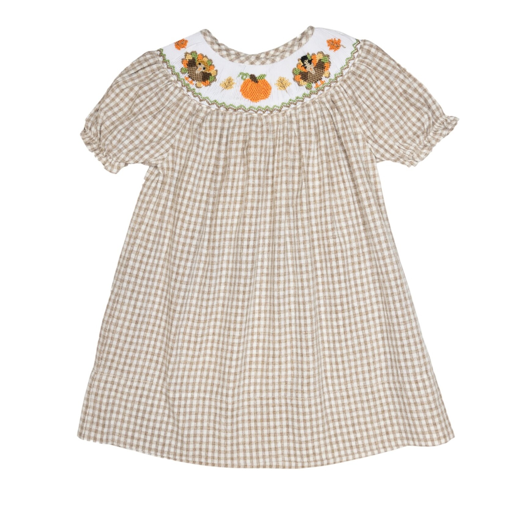 Sweet Dreams Gingham Turkey Smocked Dress