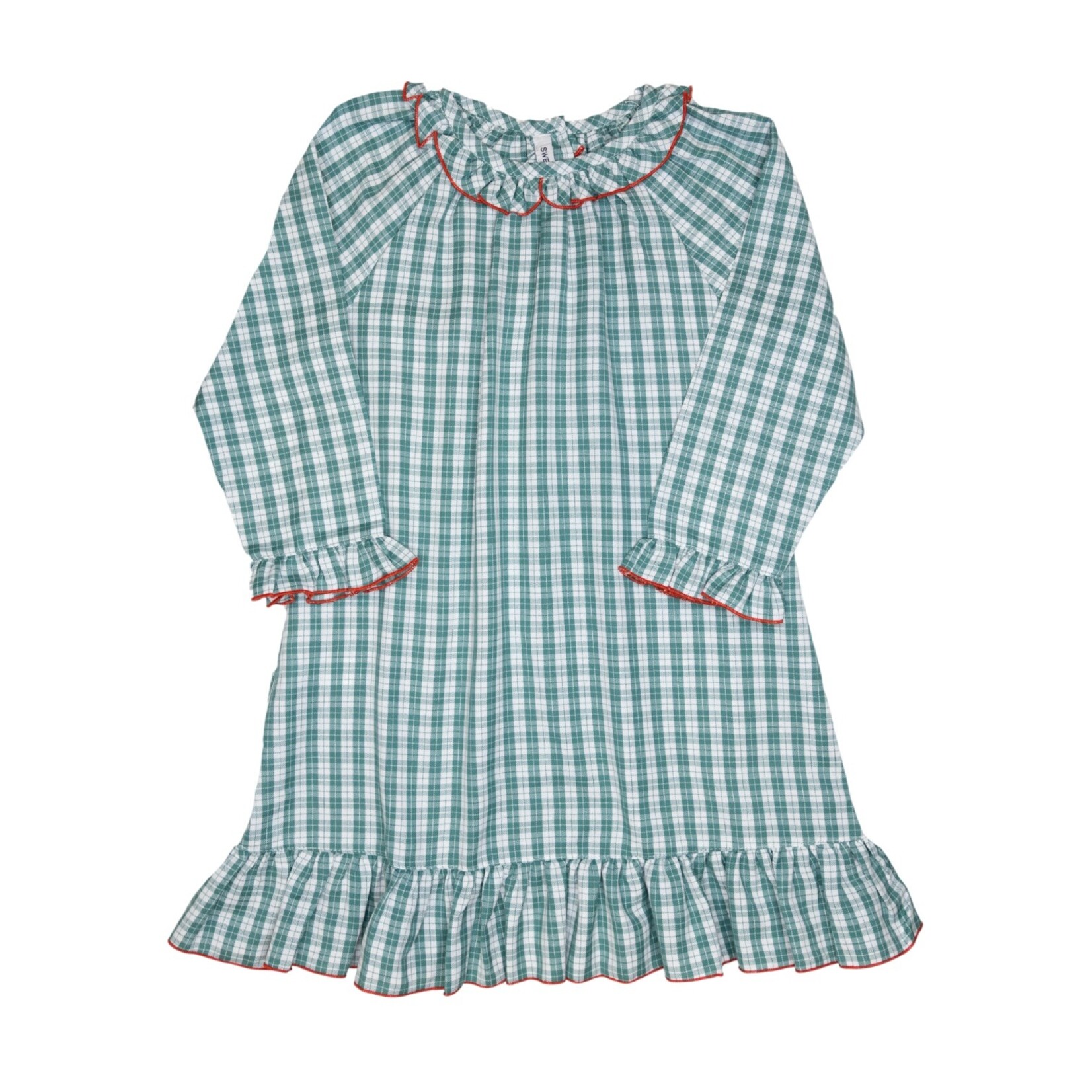 Sweet Dreams Green Plaid & Red Trim Gown