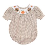 Sweet Dreams Gingham Turkey Smocked Girl Bubble