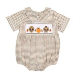 Sweet Dreams Gingham Turkey Smocked Boy Bubble