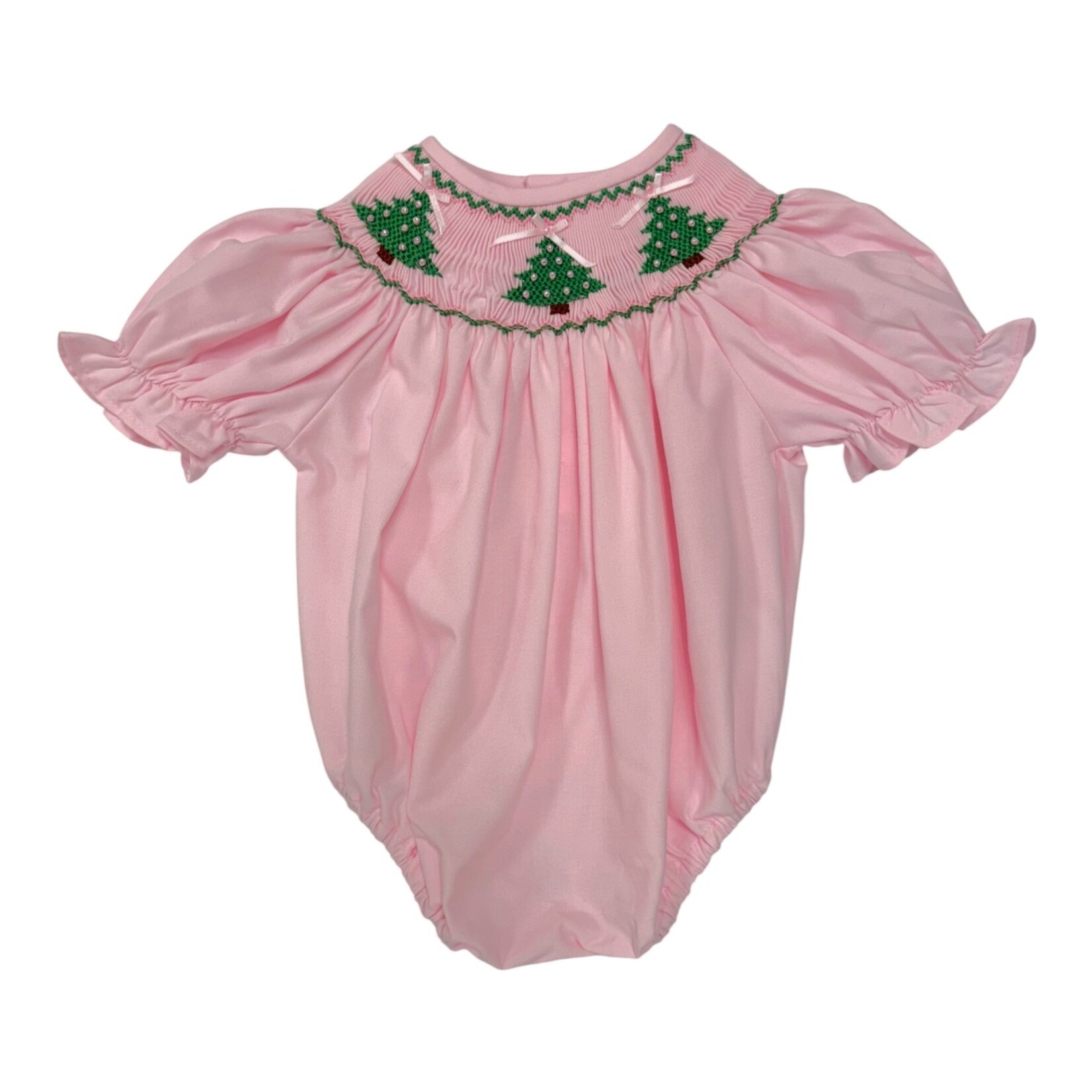 Sweet Dreams Pink Christmas Tree Smocked Bubble