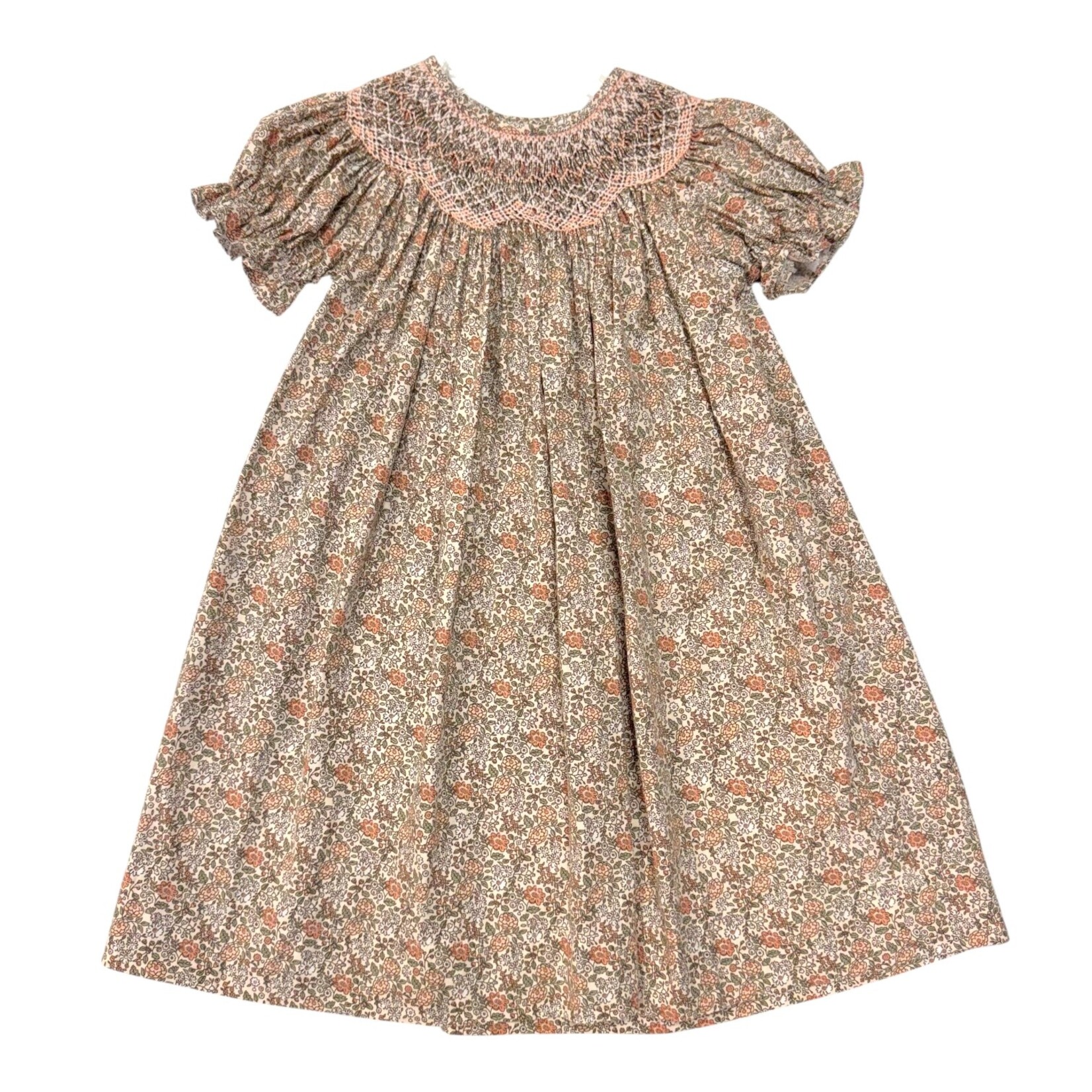 Sweet Dreams Sabrina Peachy Pink Floral Smocked Dress