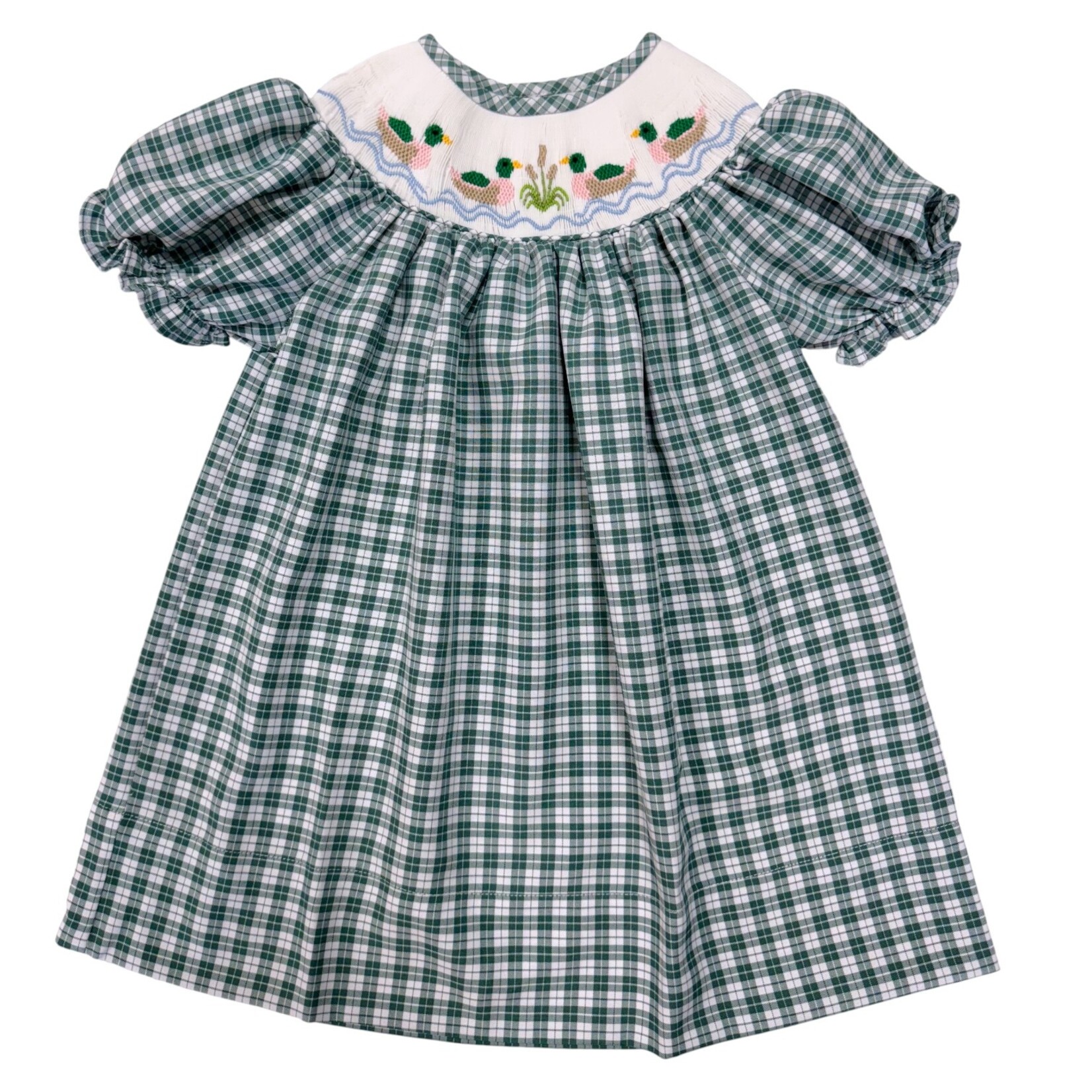 Sweet Dreams Green & Pink Mallard Smocked Dress