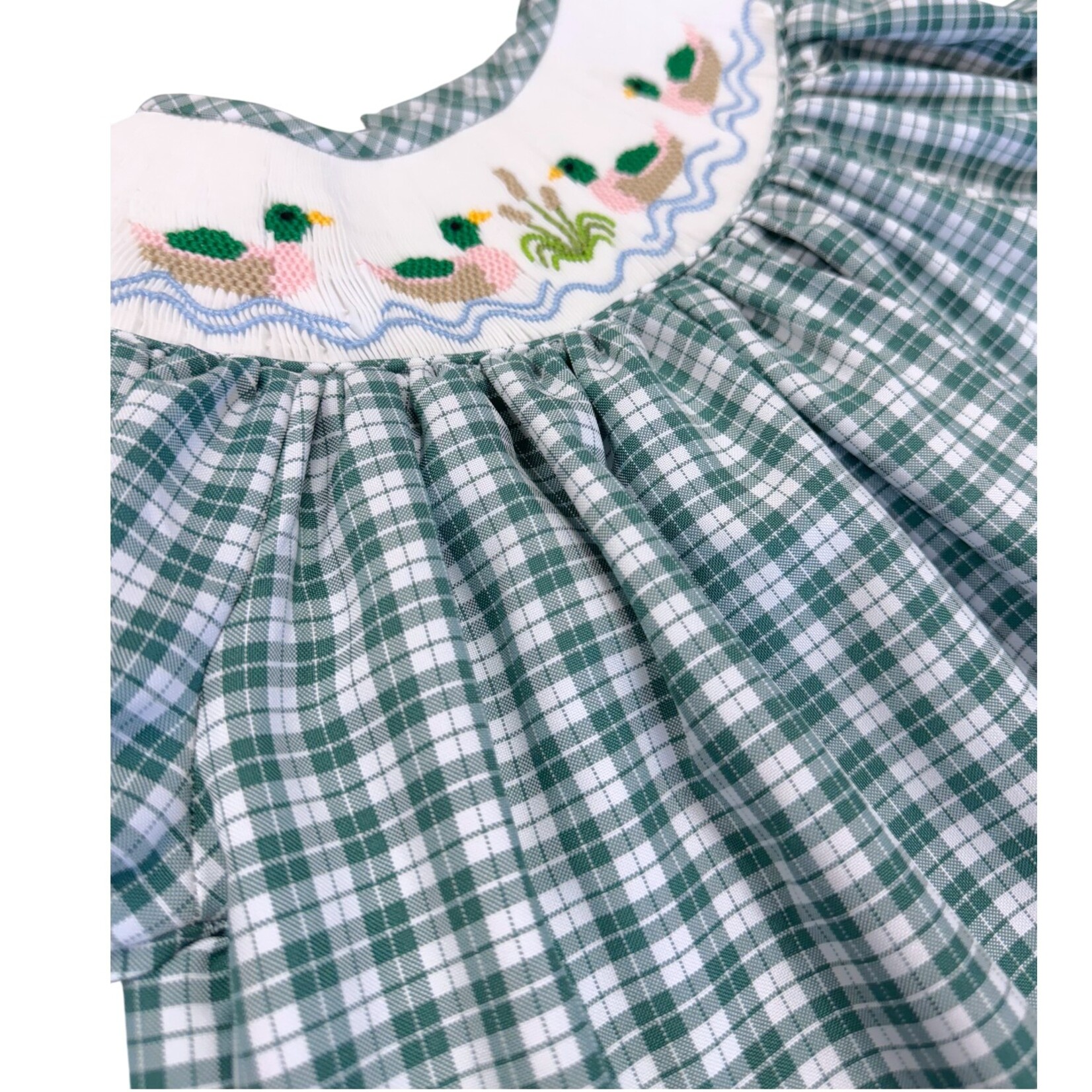 Sweet Dreams Green & Pink Mallard Smocked Dress