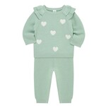 Little Me Mint Heart Sweater Set
