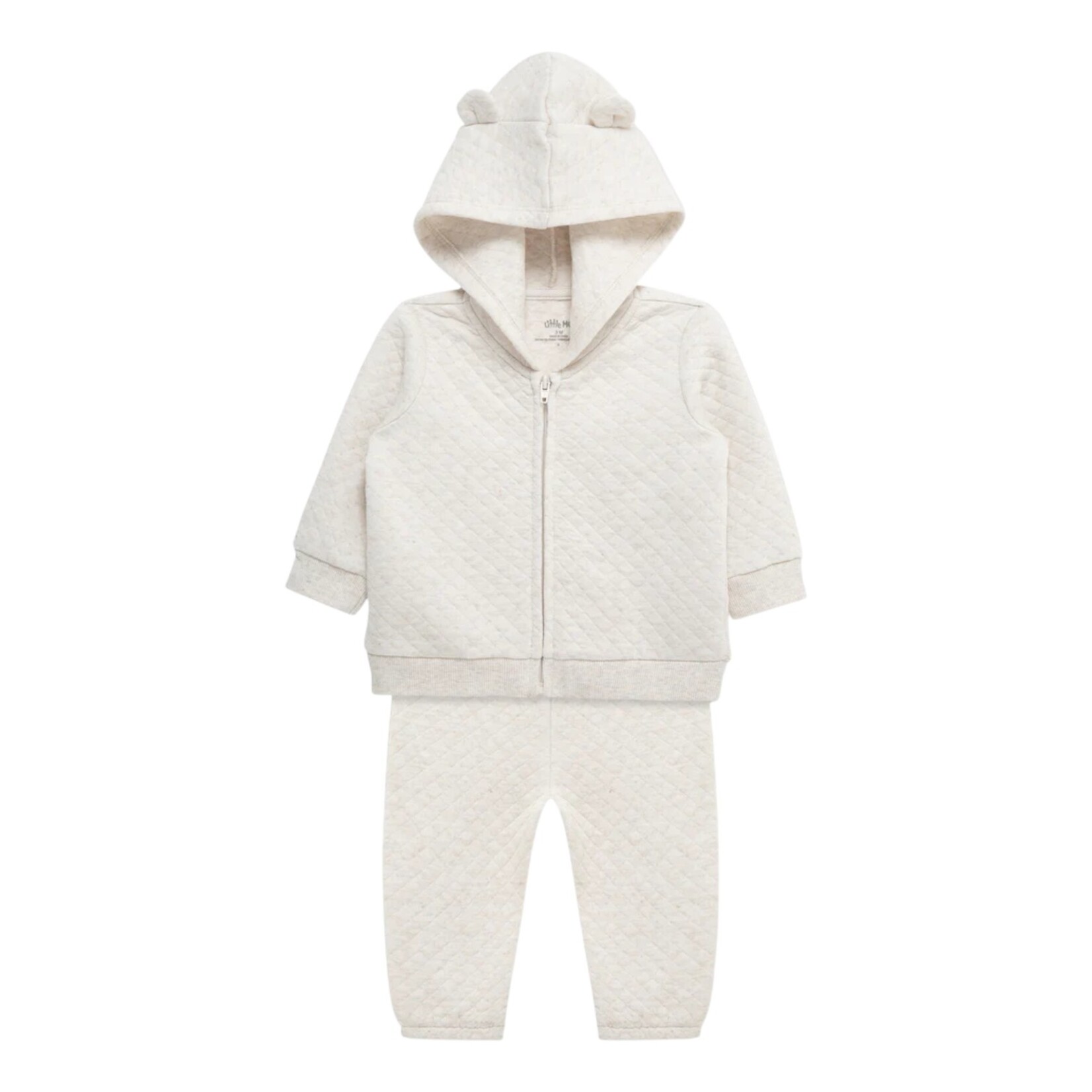 Little Me Oatmeal Quilted Hoodie Set