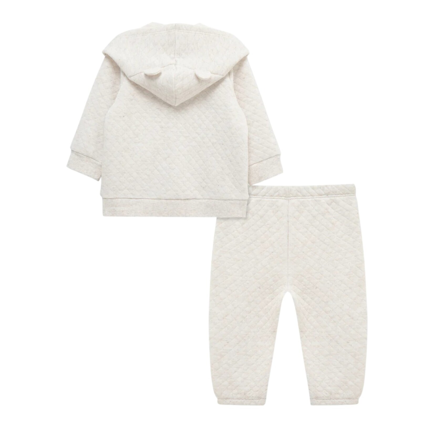 Little Me Oatmeal Quilted Hoodie Set