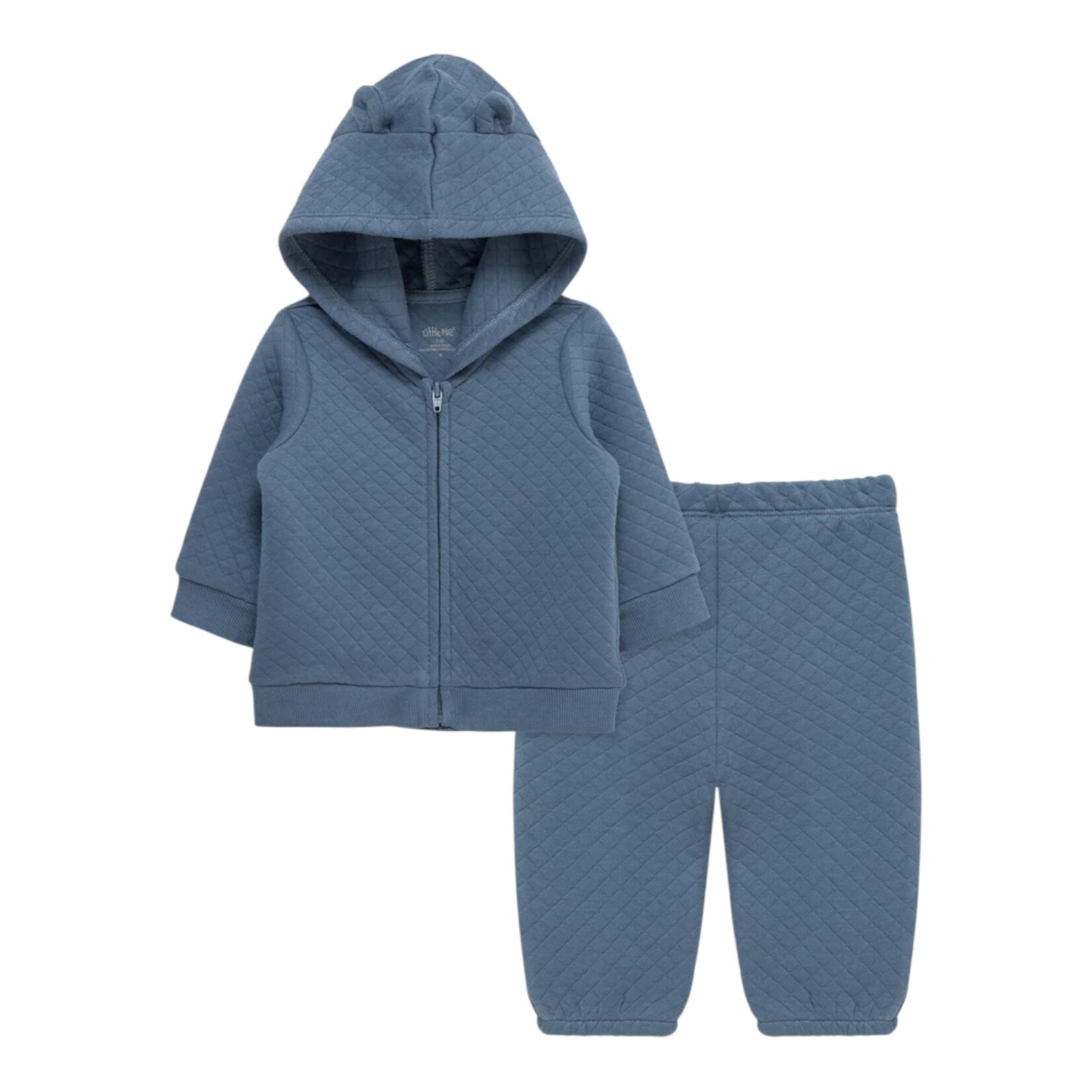 Little Me Blue Quilted Hoodie Set