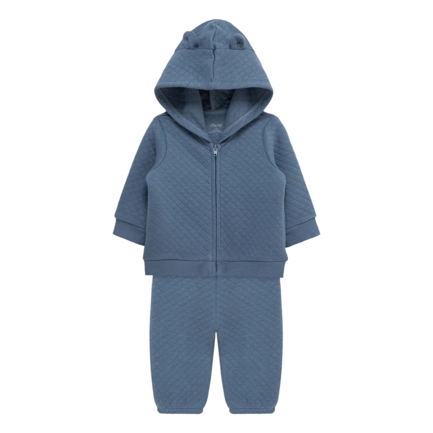 Little Me Blue Quilted Hoodie Set