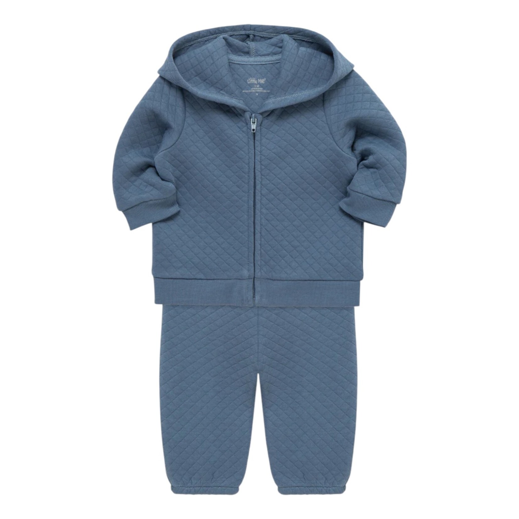 Little Me Blue Quilted Hoodie Set