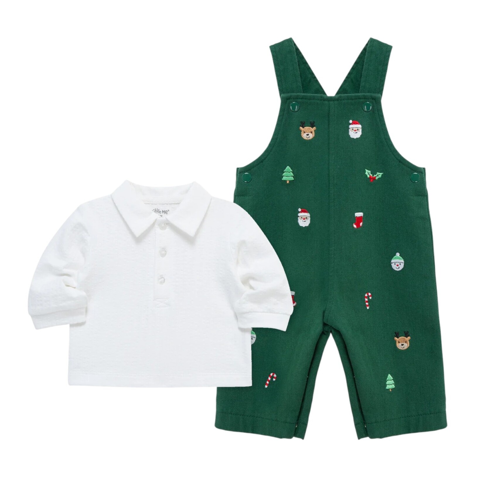 Little Me Merry Overall Set