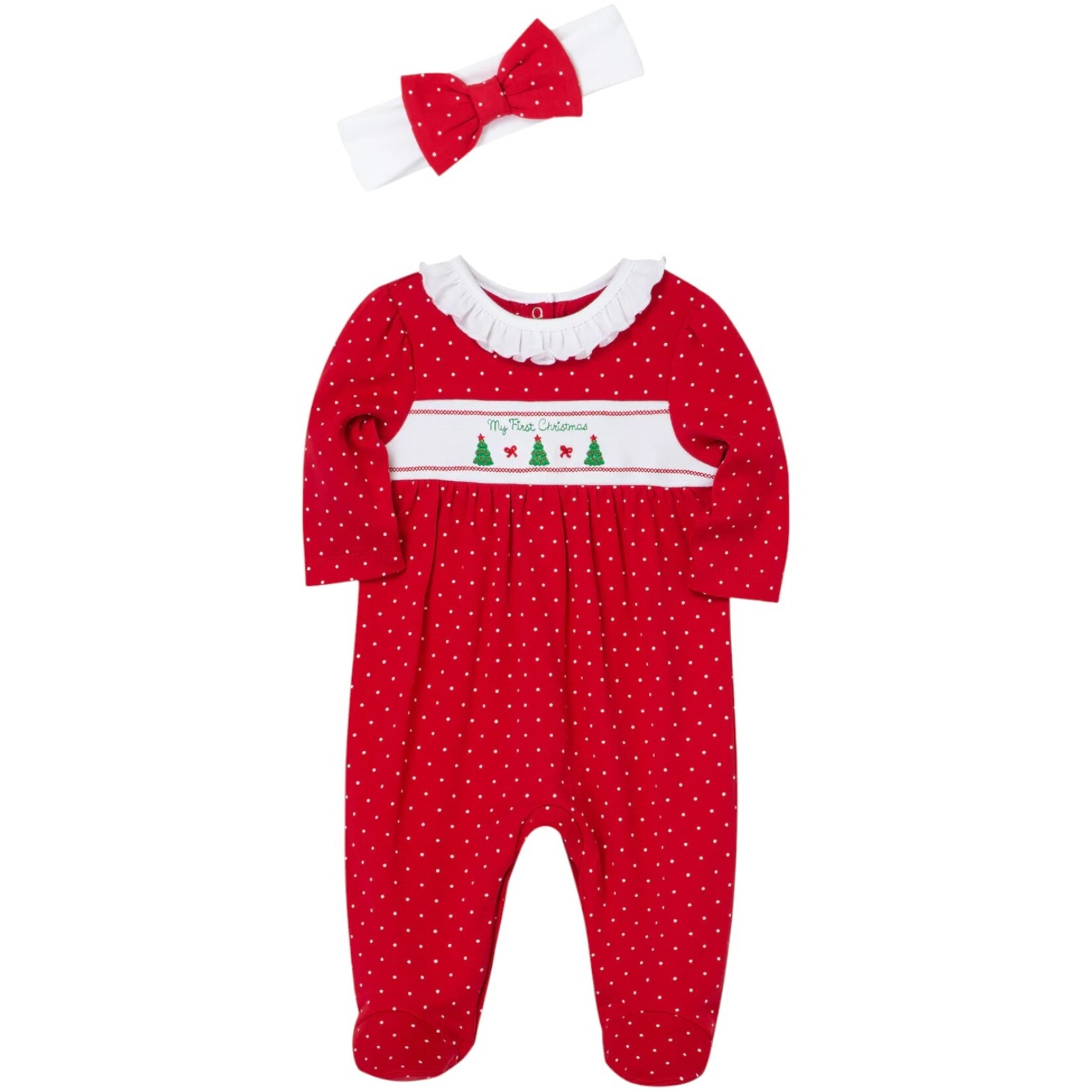 Little Me My First Christmas Footie & Bow