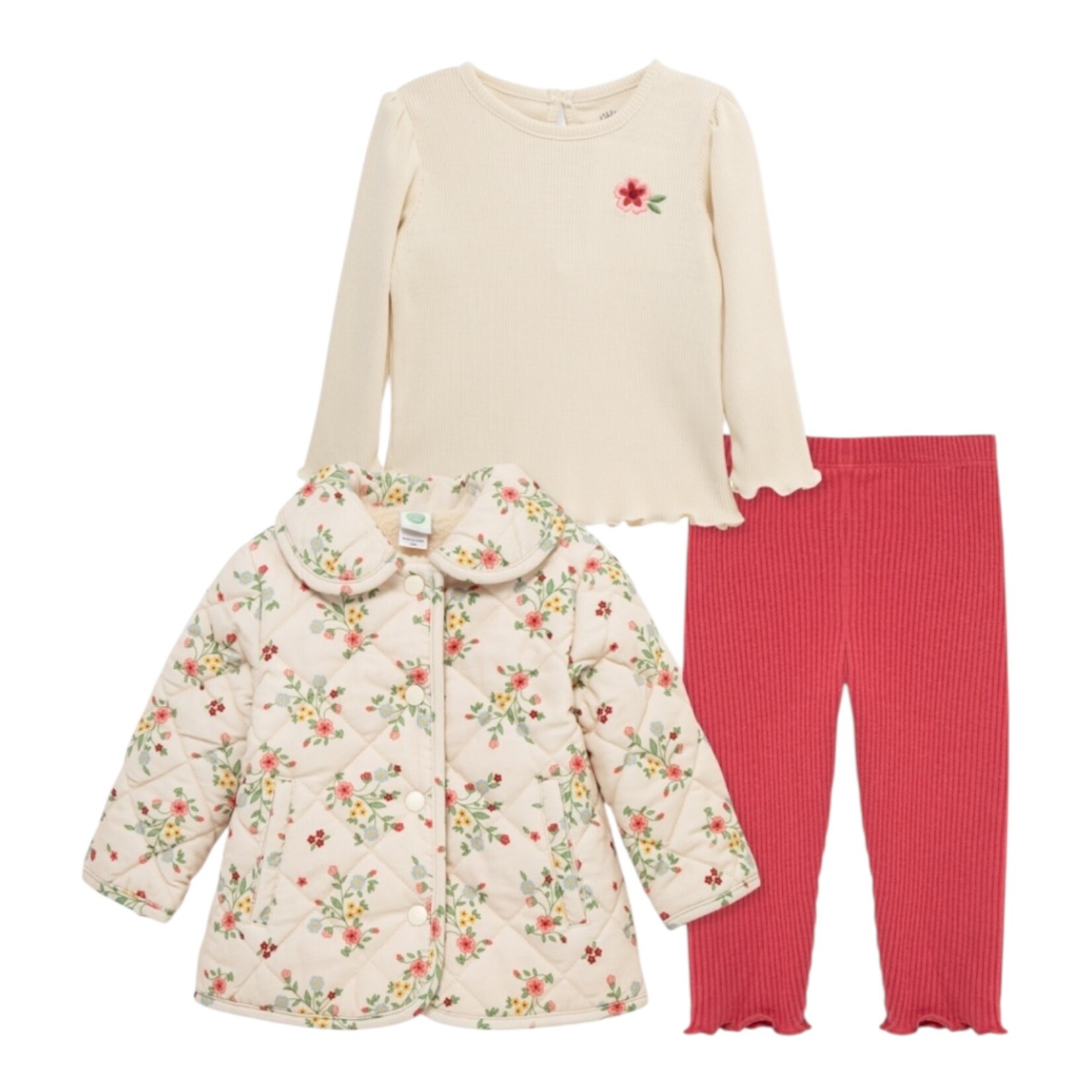 Little Me Floral Corduroy Jacket Set