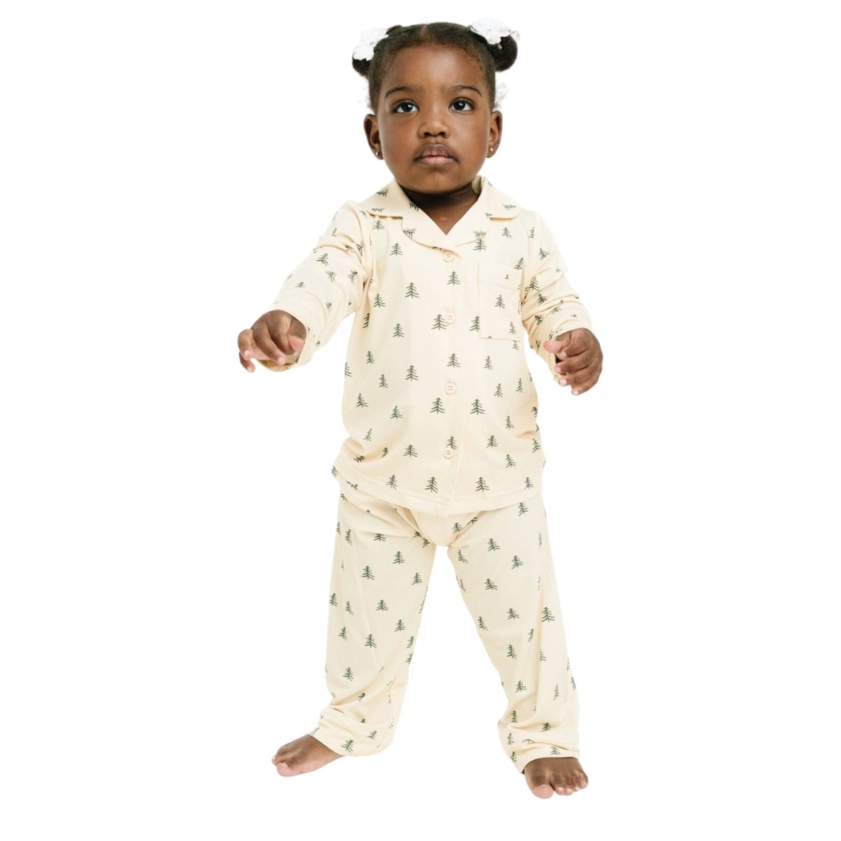 Little One Shop Pine Forest Bamboo Button PJ Set