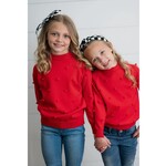 Red Crew Pom Sweater