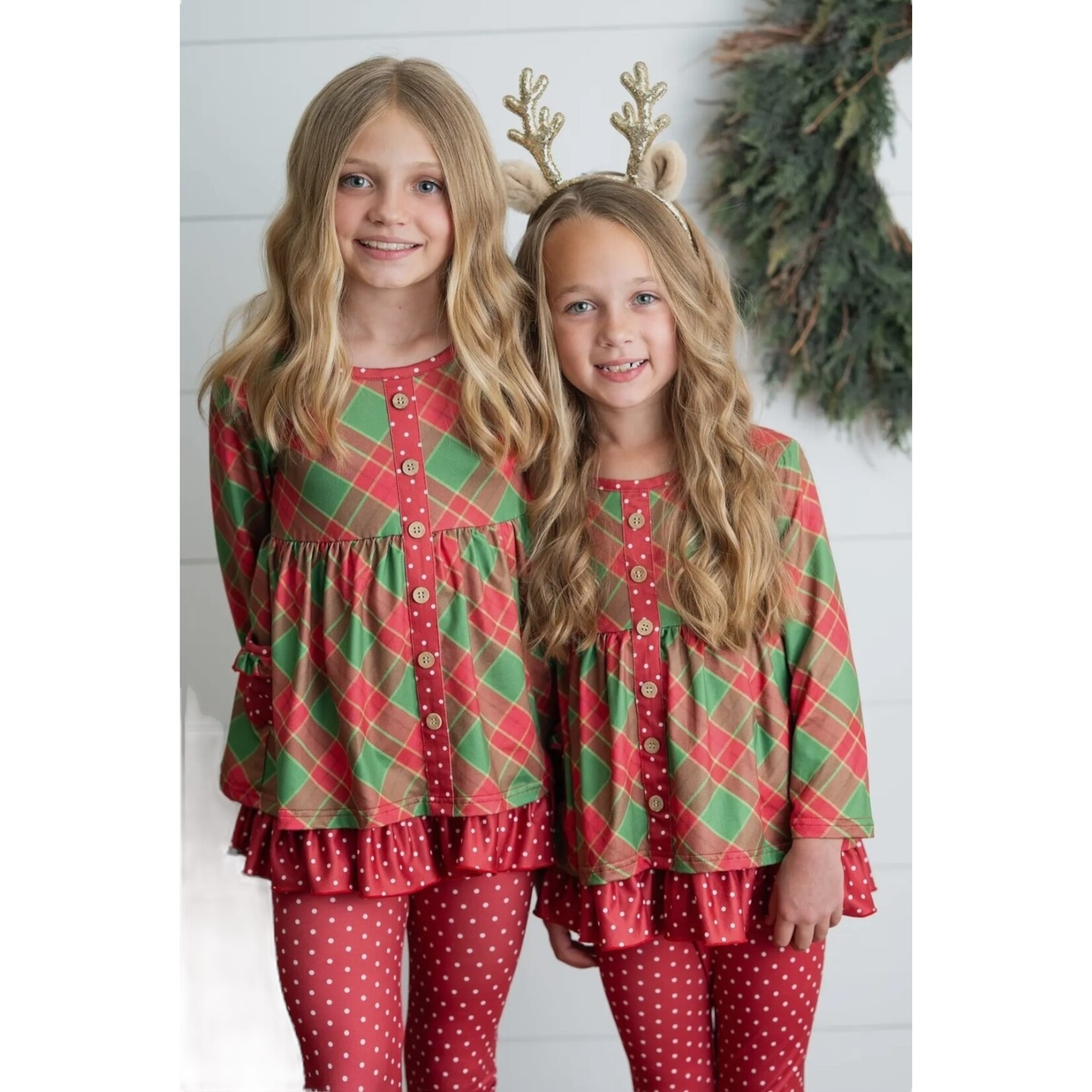 Adorable Sweetness Holiday Plaid Ruffle Set