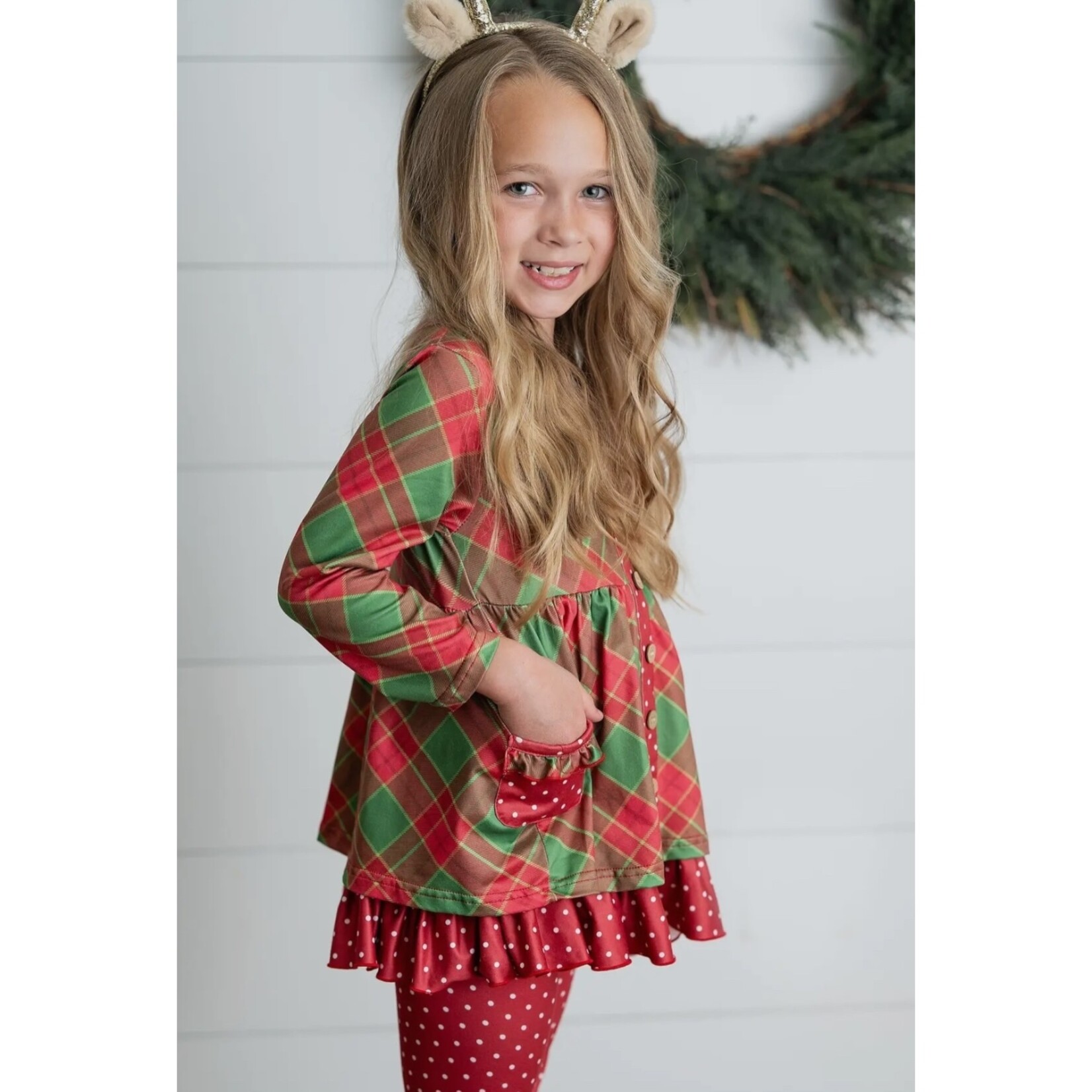 Adorable Sweetness Holiday Plaid Ruffle Set