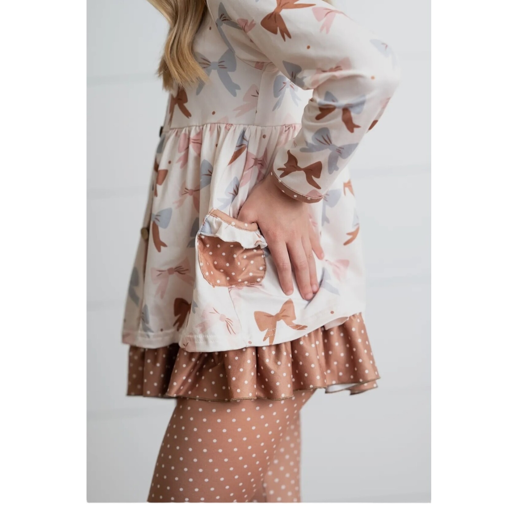 Coquette Beige Bow Ruffle Set