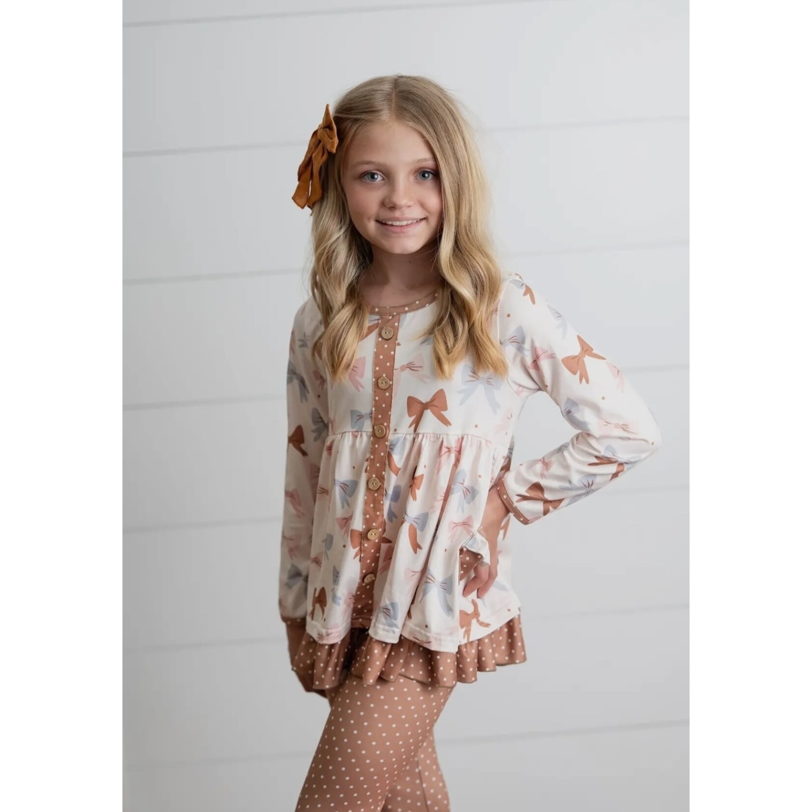 Coquette Beige Bow Ruffle Set