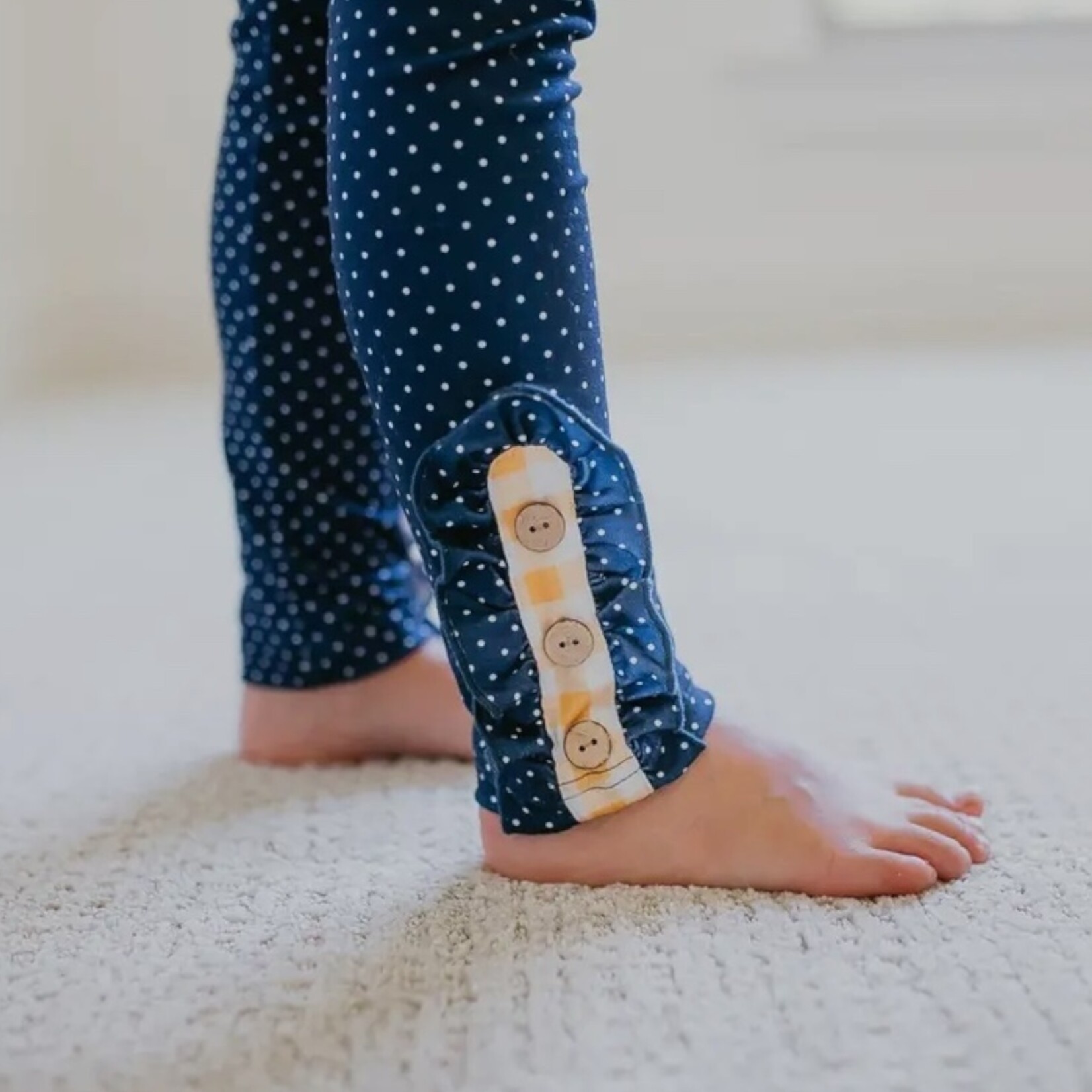Adorable Sweetness Navy & Mustard Gingham Ruffle Set