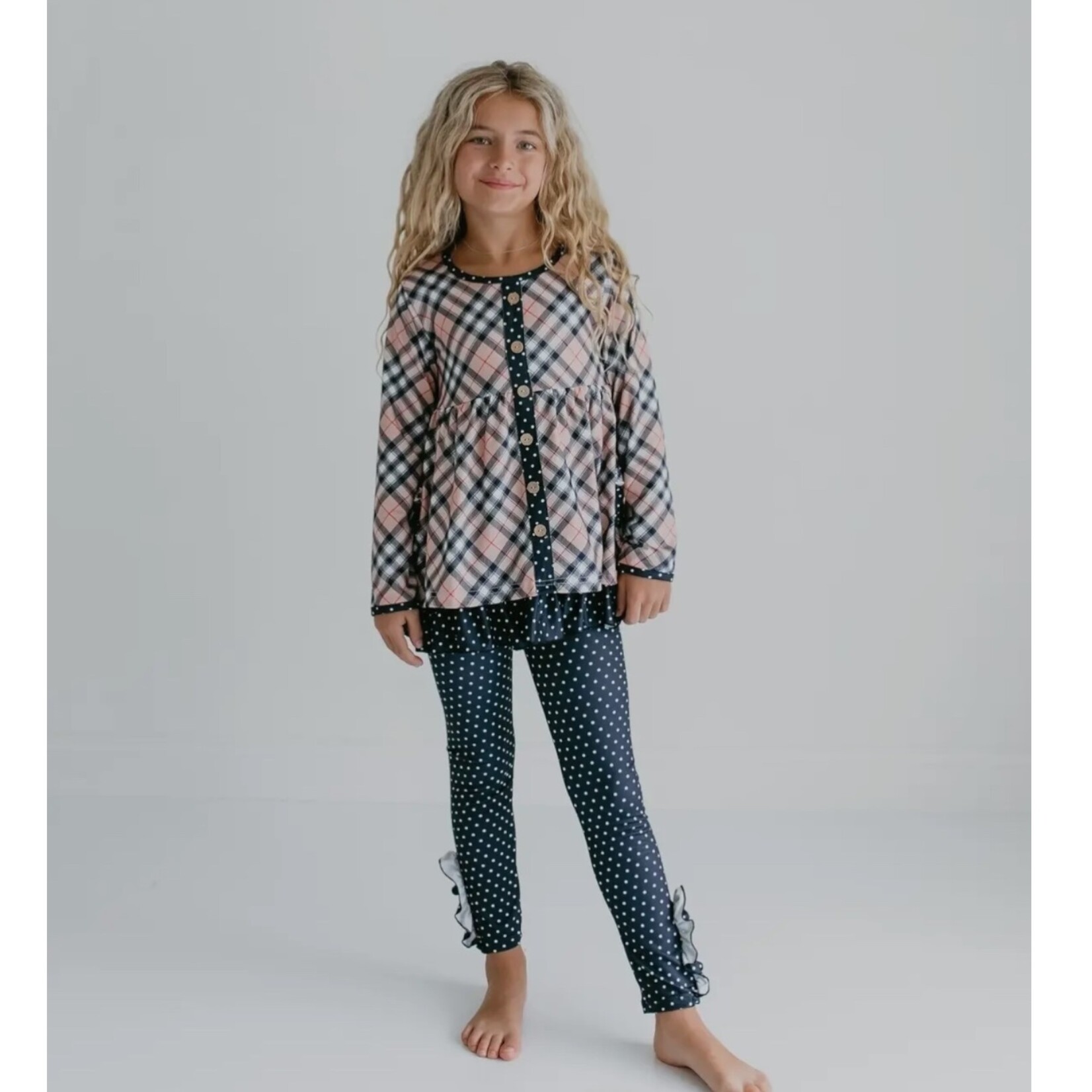 Tan Plaid Ruffle Set
