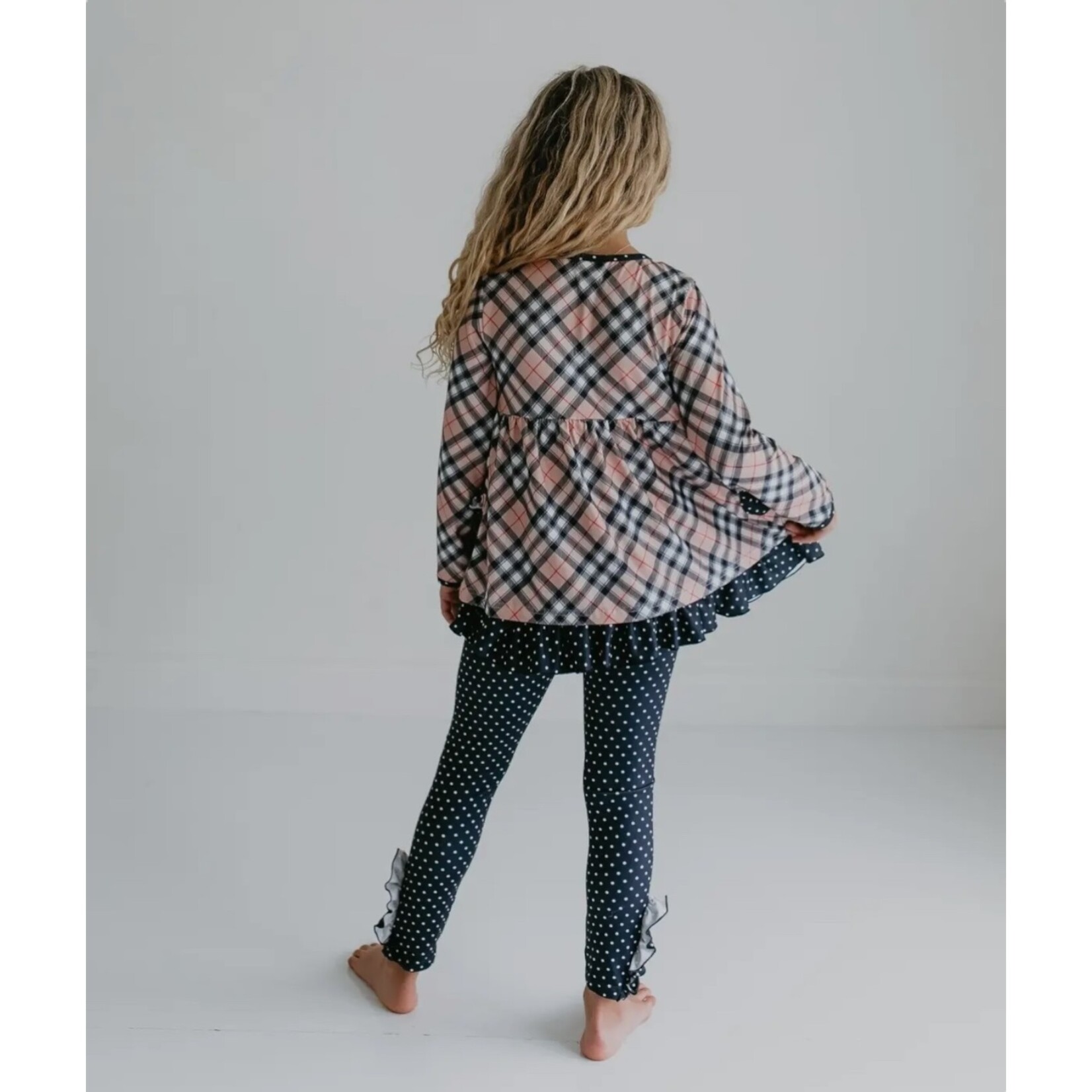 Tan Plaid Ruffle Set