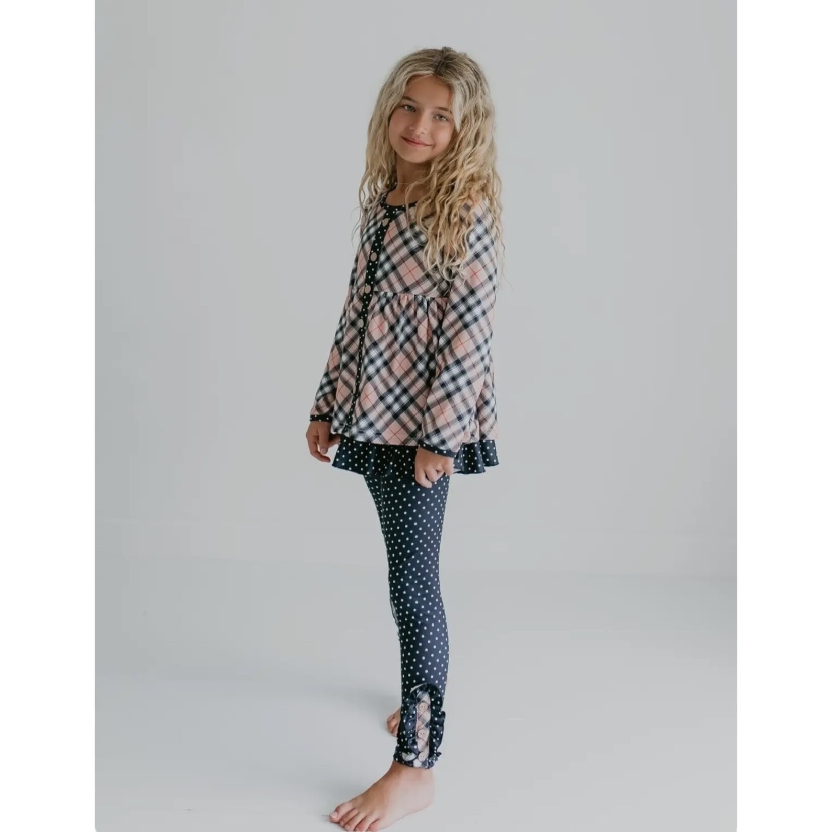 Adorable Sweetness Tan Plaid Ruffle Set