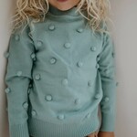 Scalloped Pom Sweater - Teal