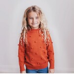 Scalloped Pom Sweater - Rust
